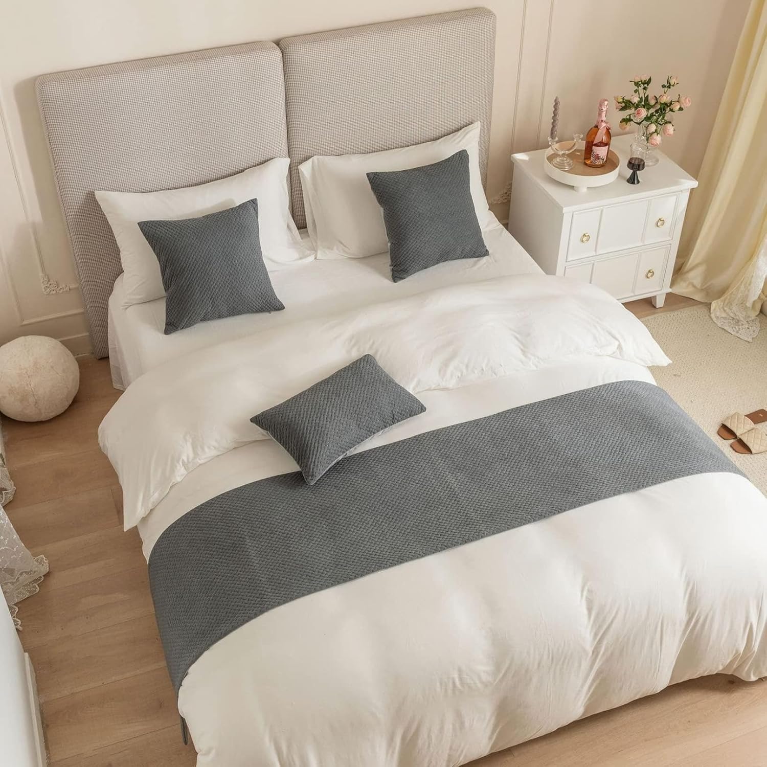 Velvet Bedding Cover Runners Irregular Pattern Bed Scarf Soft Bedspread Double-Sides Bed Decor Throw for Hotel, Yellow, 45x240cm Bed Runner for 1.8m Bed