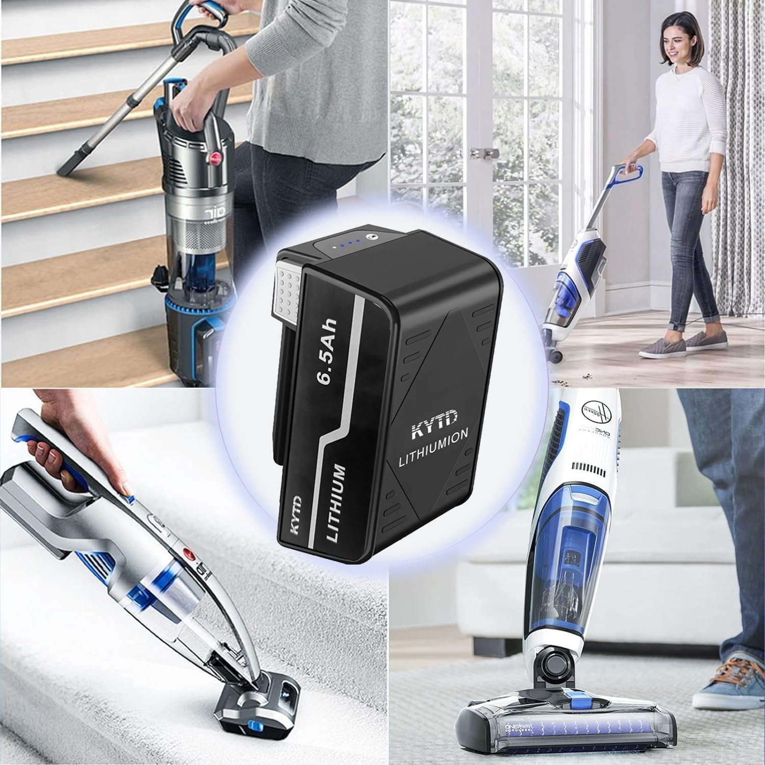 6.5Ah MAX Battery for Hoover BH15030 BH25030 BH25040 BH15260PC Compatible with All Hoover for ONEPWR Cordless Vacuum Cleaner.20V 6.5Ah Battery, LED Charge Status Indicator Lights, Long-Lasting