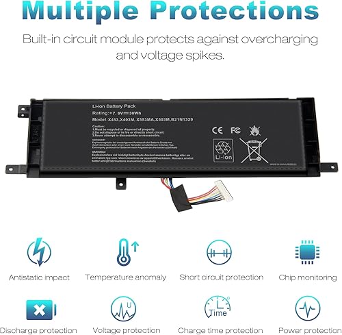 Miniatura 5 de Fancy Buying Nueva batería para portátil B21N1329 para Asus X403 X403M X403MA X503M X502CA X453 X453M X453MA X553 X553M X553MA - 7.6V 30Wh