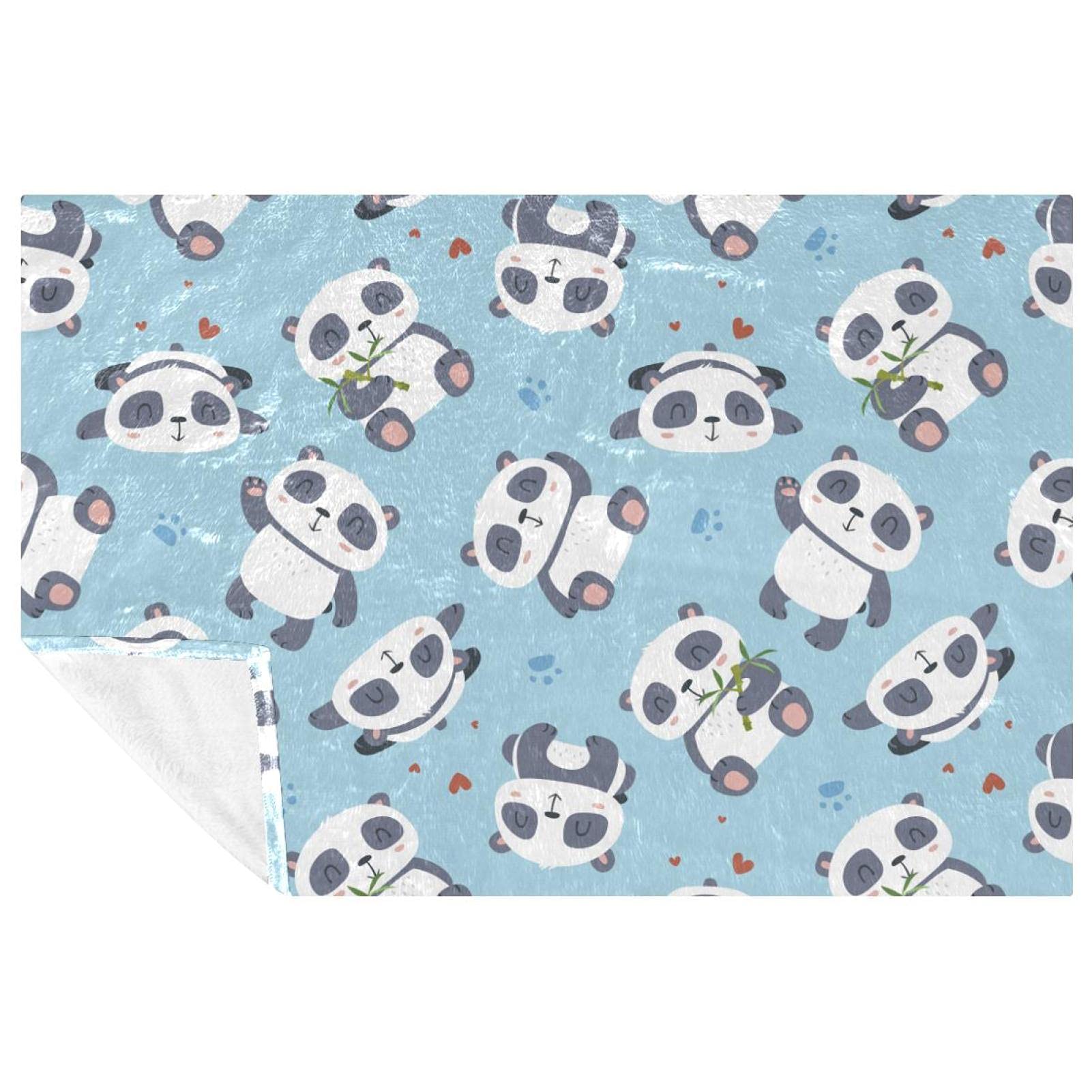 Couverture panda en bambou plaid chaud et doux de lit 150x100 cm