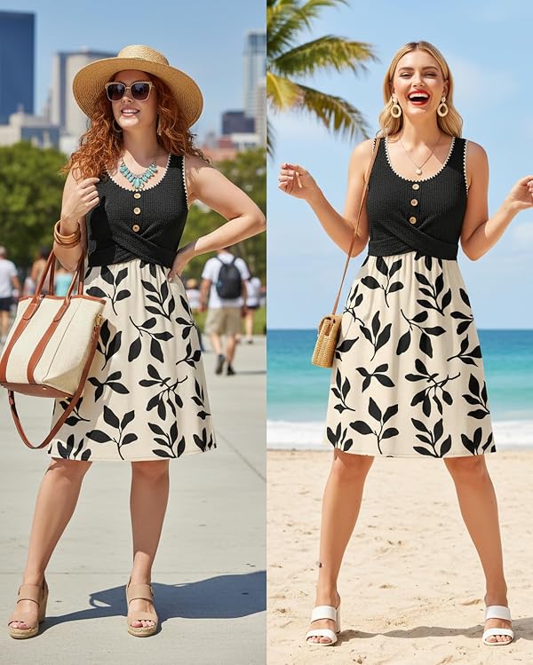 Summer Dresses for Women Twist Front Waffle Dress Sleeveless Sundresses by kipfall - Used condition - Image 4