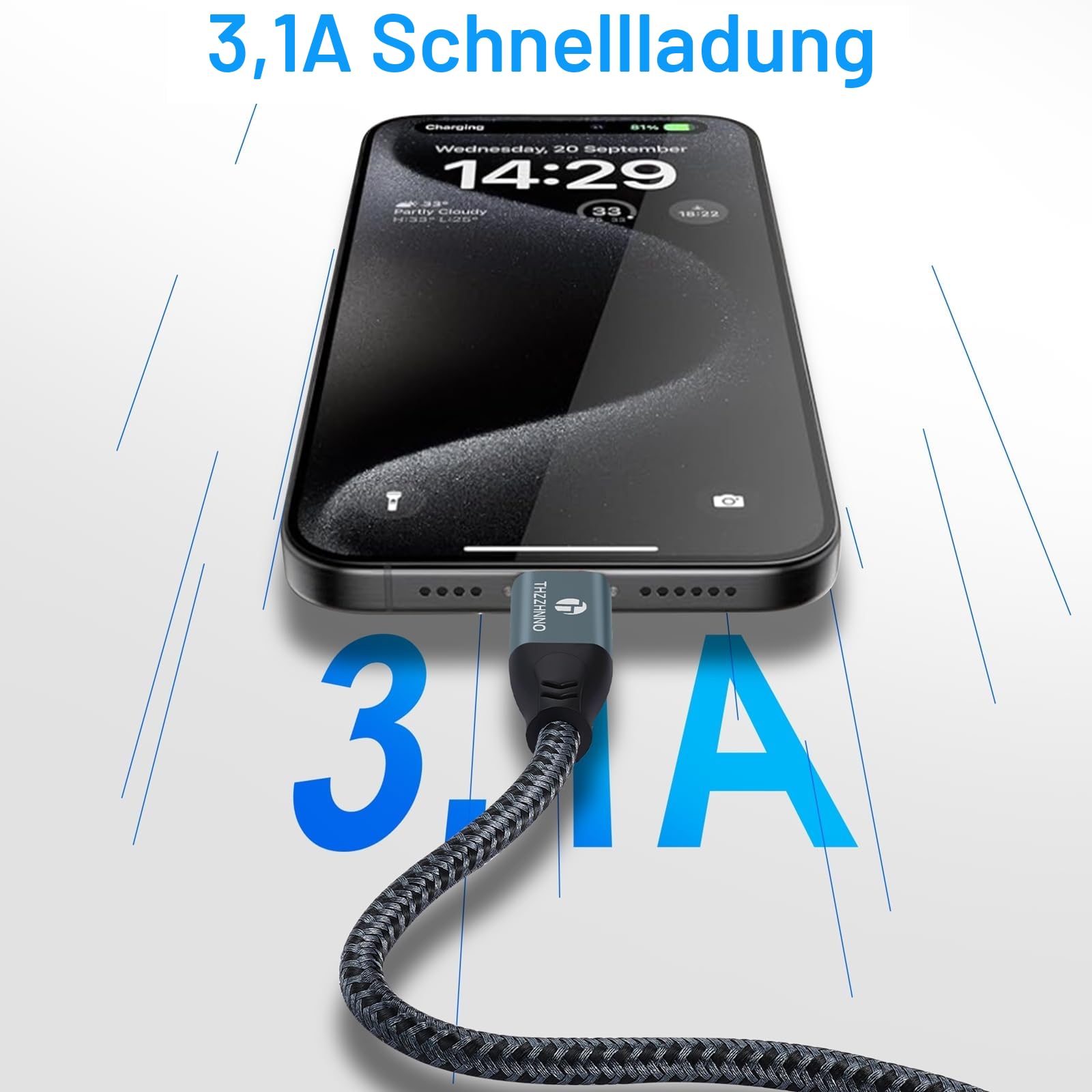 USB A auf USB C Kabel 3M 5 Stück, USB 3.1 USB 3.2 Gen2 10 Gbit/s Datenübertragungskabel für Samsung Galaxy/iPhone 15/MacBook Pro/iPad Pro