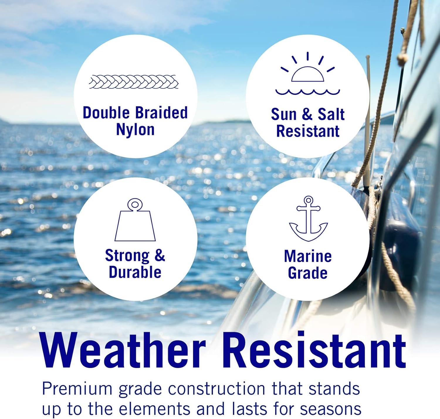 Better Boat Premium Anchor Rope, 100 Ft Double Braided White Nylon Marine Line, Reflective 3/8 Inch Reel for Anchors and Boats - Black