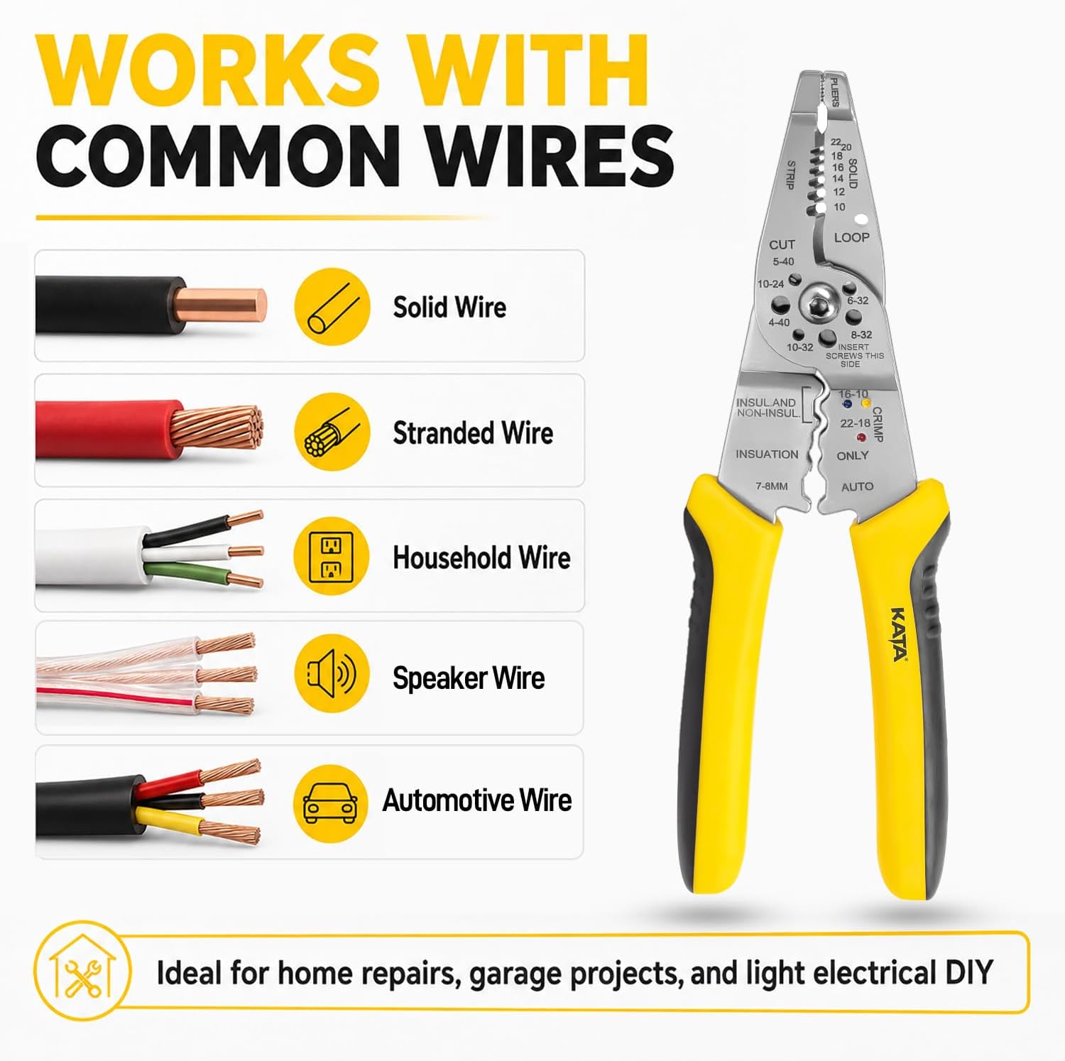 KATA Wire Stripper Cutter, 10-22 AWG Electrical Tool for General DIY Repair image 4