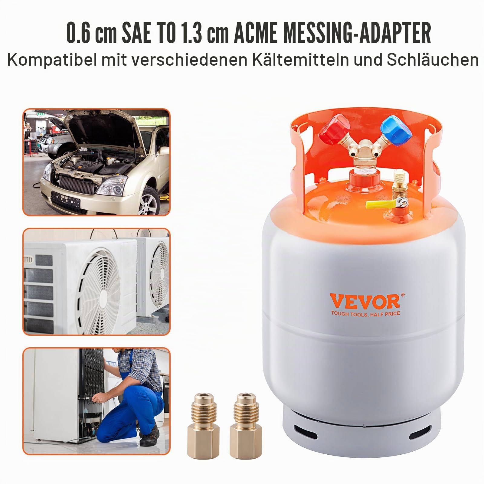 VEVOR Kältemittel-Rückgewinnungsbehälter, maximale Kapazität 13,6 kg, 400 PSI, Kältemittel-Gasrückgewinnungszylinder Φ250 x 390 mm, HP295 Stahl Kältemittel-Rückgewinnungsbehälter