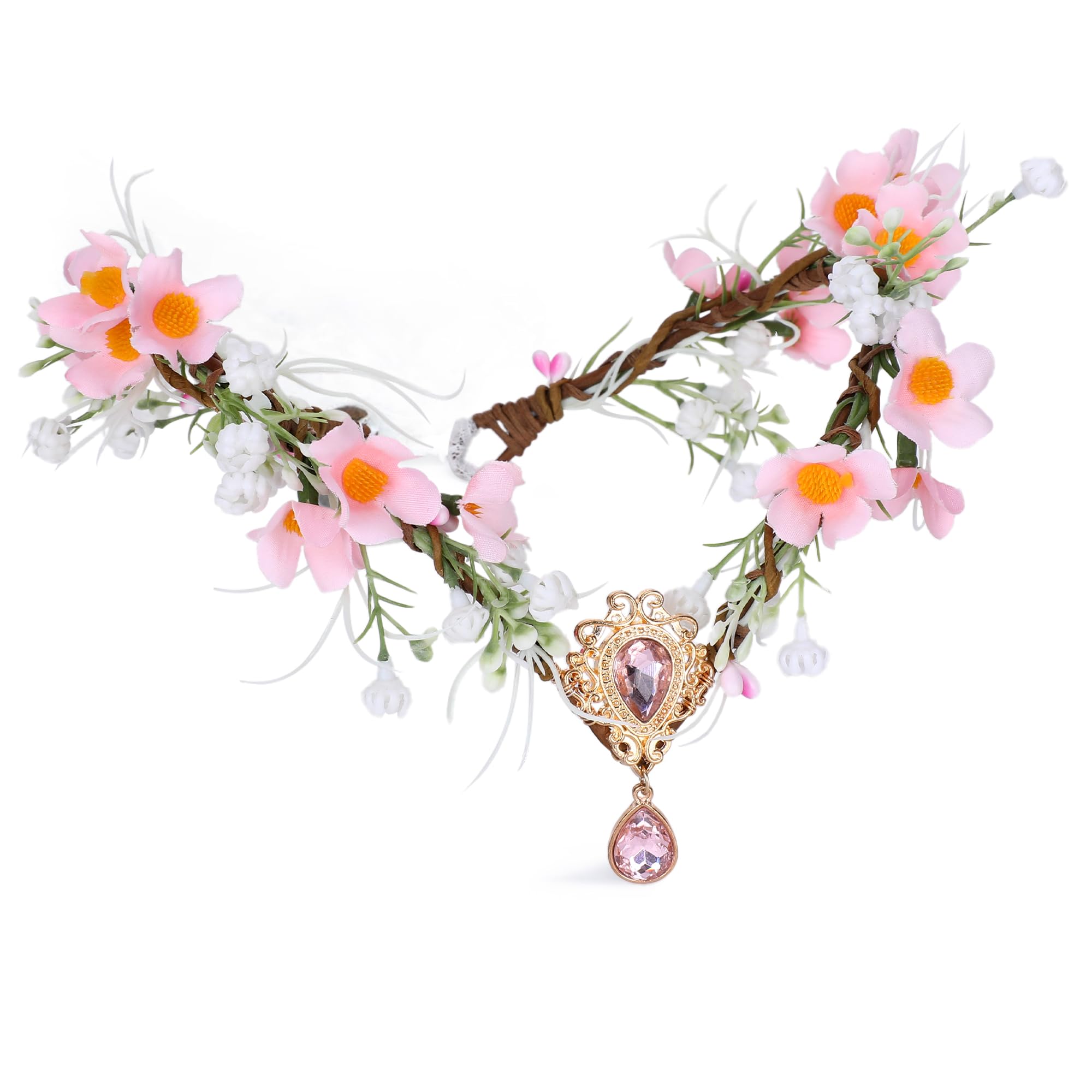 Amazon.com: MOSTORY Pink Flower Elf Crown - Handmade  display picture 1
