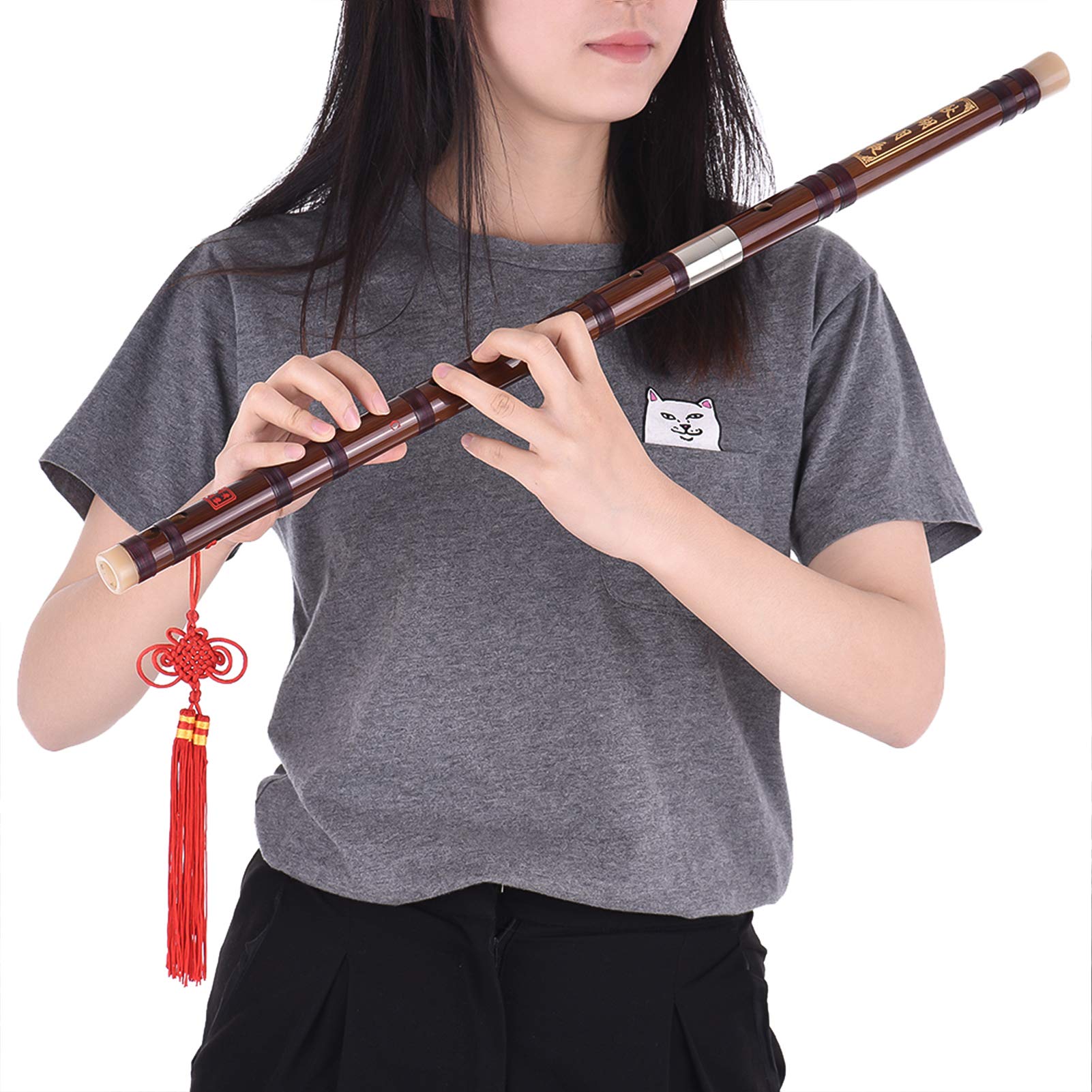 Pluggable Bitter-Bambusflöte, Dizi, traditionell, handgefertigt, chinesisches Musikinstrument, Tonart C, für Lernniveau, professionelle Leistung mit reinem melodischem Klang, einfach zu spielen