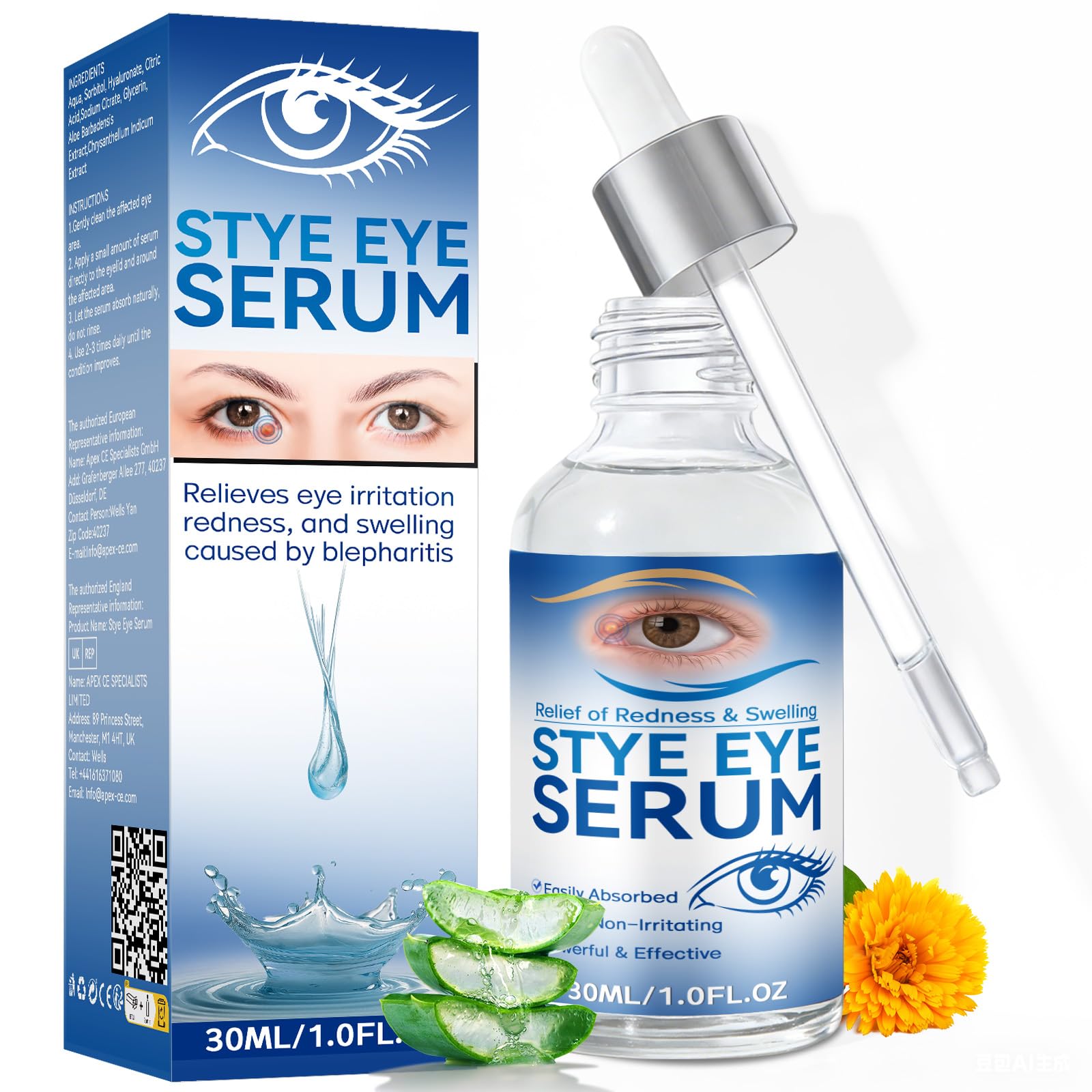 Siero per Palpebre 30 ml, Trattamento Naturale per Orzaiolo, Blefarite, Calazio e Occhi Secchi, Pulizia Delicata per Palpebre Irritate, Collirio Naturale Per una Corretta Igiene Palpebrale