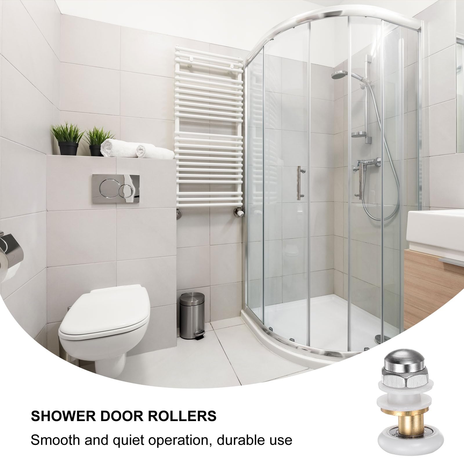 sourcing map Lot de 4 roulettes de rechange pour porte de douche, 20 mm de diamètre, pièce de rechange pour porte de douche coulissante en verre