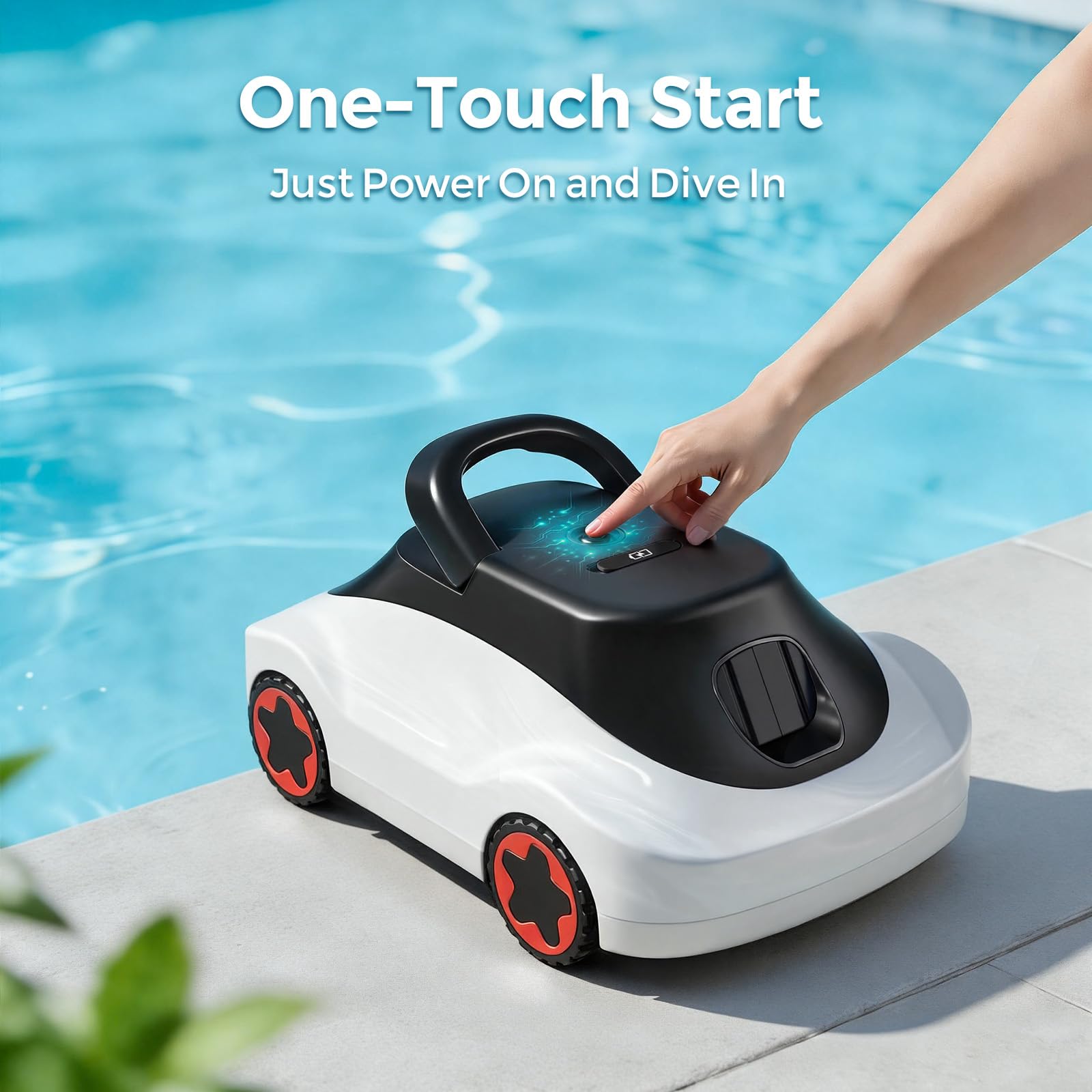 OUCAXIA C5 Cordless Robotic Pool Cleaner with 180-Min Runtime, 2.7L Large Filter Basket & Self Parking, Pool Vacuum for Above-Ground Flat Pools up to 2200 Sq.Ft (Whiteblack) — view 6