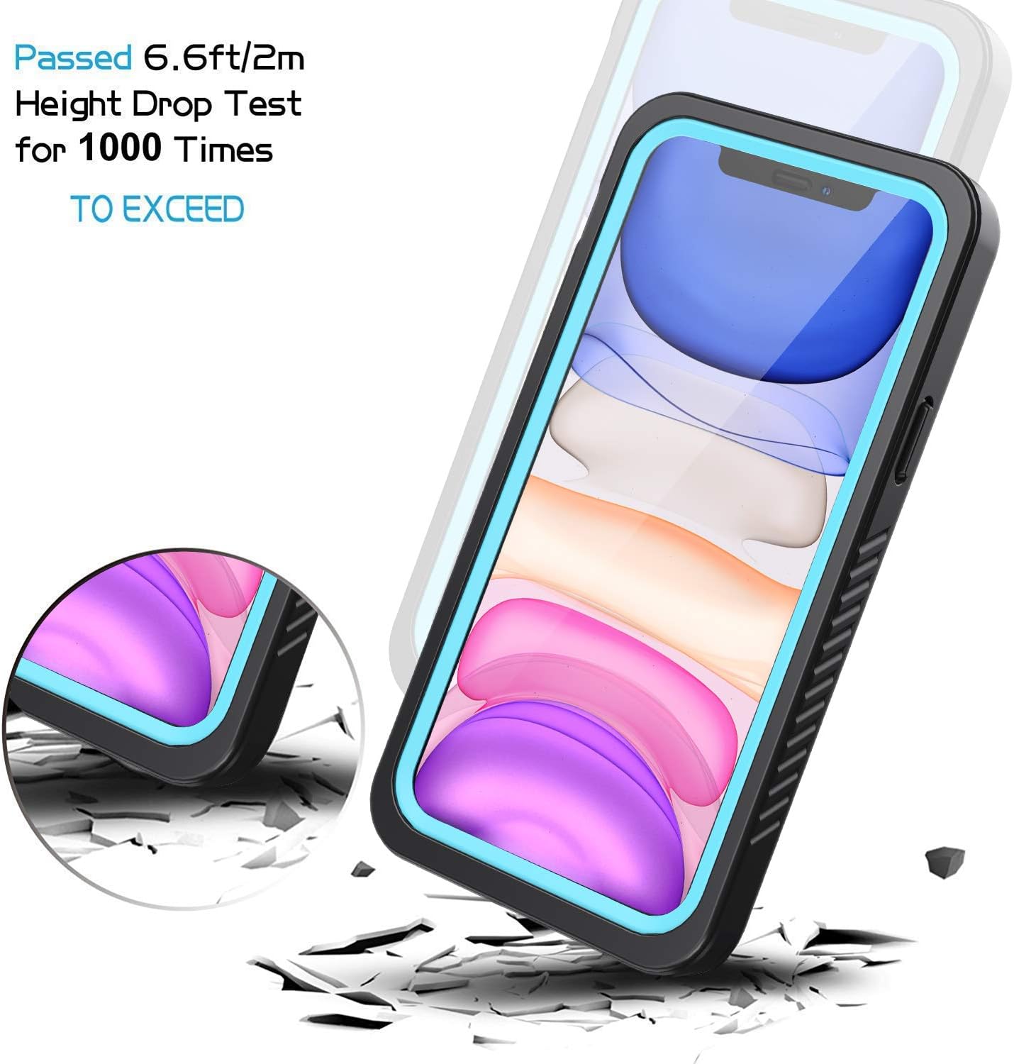 Lanhiem for iPhone 11 Pro Waterproof Case, 360 Full Body Protection Underwater Dirtproof Shockproof Clear Cover with Built-in Screen Protector for iPhone 11 Pro 5.8 Inch (Blue) - Image 5