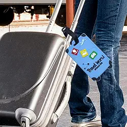 Etiquetas de bagagem de silicone para malas, 1 conjunto de etiquetas de bagagem, etiquetas de bolsas, bagagens antiperda, essenciais para viagens de aeroporto (laranja/rosa/vermelho/amarelo/cinza/azul