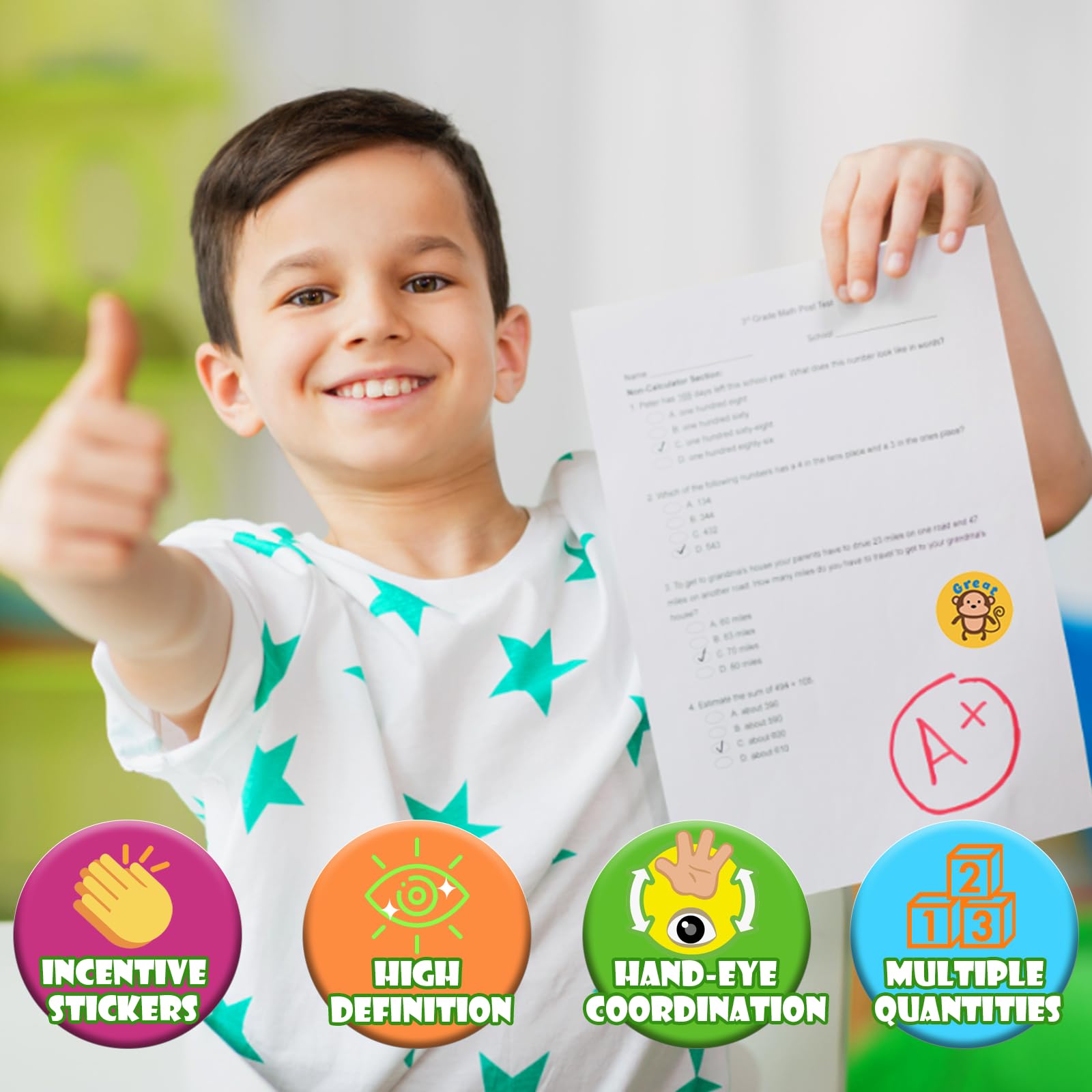 Motivationsaufkleber für Schüler, 3 Rollen, 1500 Stück, runde Tiermotiv-Aufkleber, Schulbedarf, Lehrer, Belohnungsaufkleber, Töpfchentrainingsaufkleber für Klassenzimmer, Zuhause, 24 Designs (je 2,5