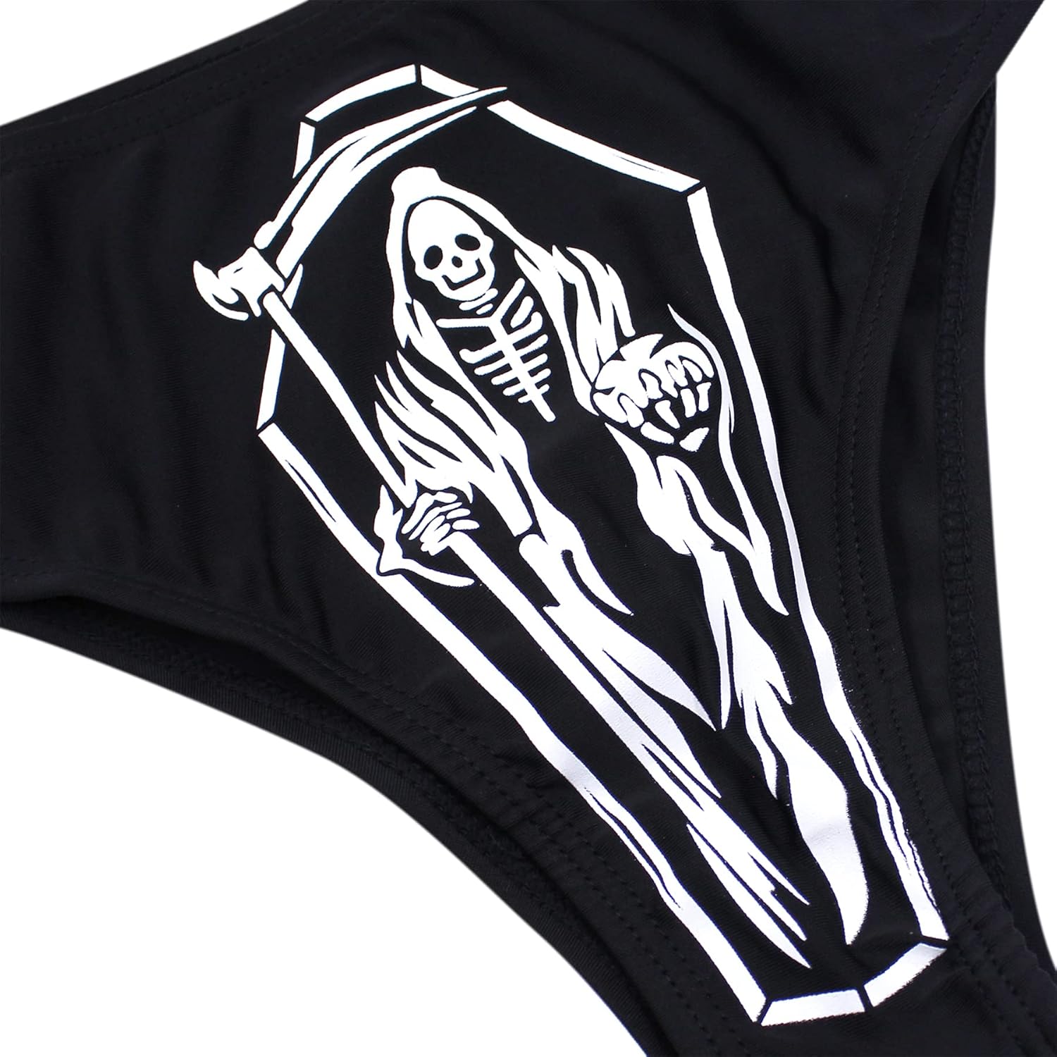 JUMISEE Women Skull Letter Pattern Goth Bikini Set 2 Piece High Waist Bandeau Swimsuit