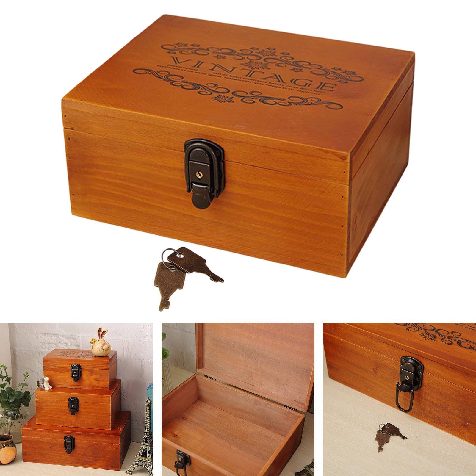 Harilla Organizador de Almacenamiento de la Caja de Recuerdo de Madera para Libros de joyería Caja de baratijas de joyería Decorativa compacta para, 25x19.5x11.7cm