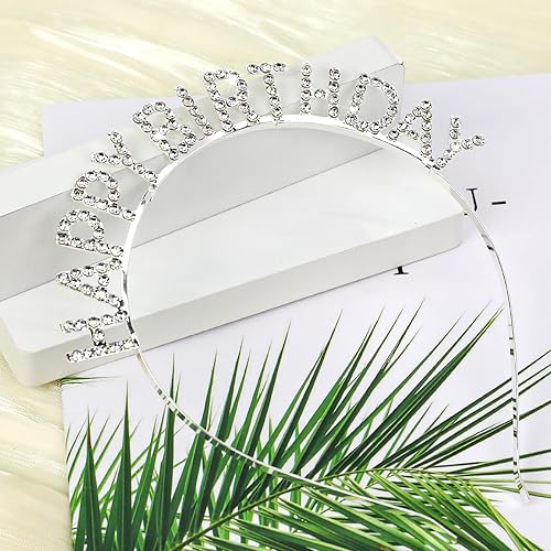 Miniatura 7 de Vin Beauty Tiara de cumpleaños para mujer, diadema de feliz cumpleaños, diadema dorada, diadema de cumpleaños, diadema de cumpleaños para mujeres y