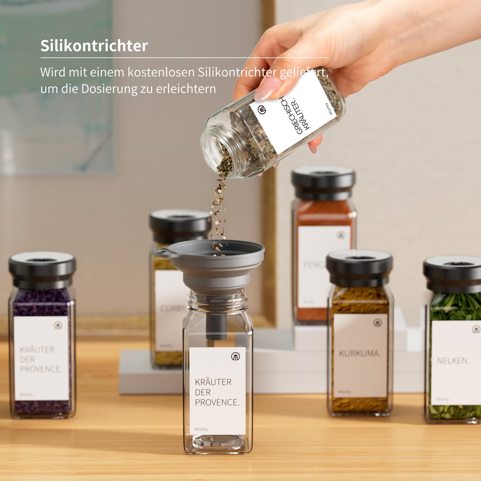Lot de 24 pots à épices carrés - 120 ml - Avec insert à saupoudrer - Avec couvercle rotatif rond - Joint solide - Organiseur à épices en acier inoxydable avec entonnoir, étiquette et stylo