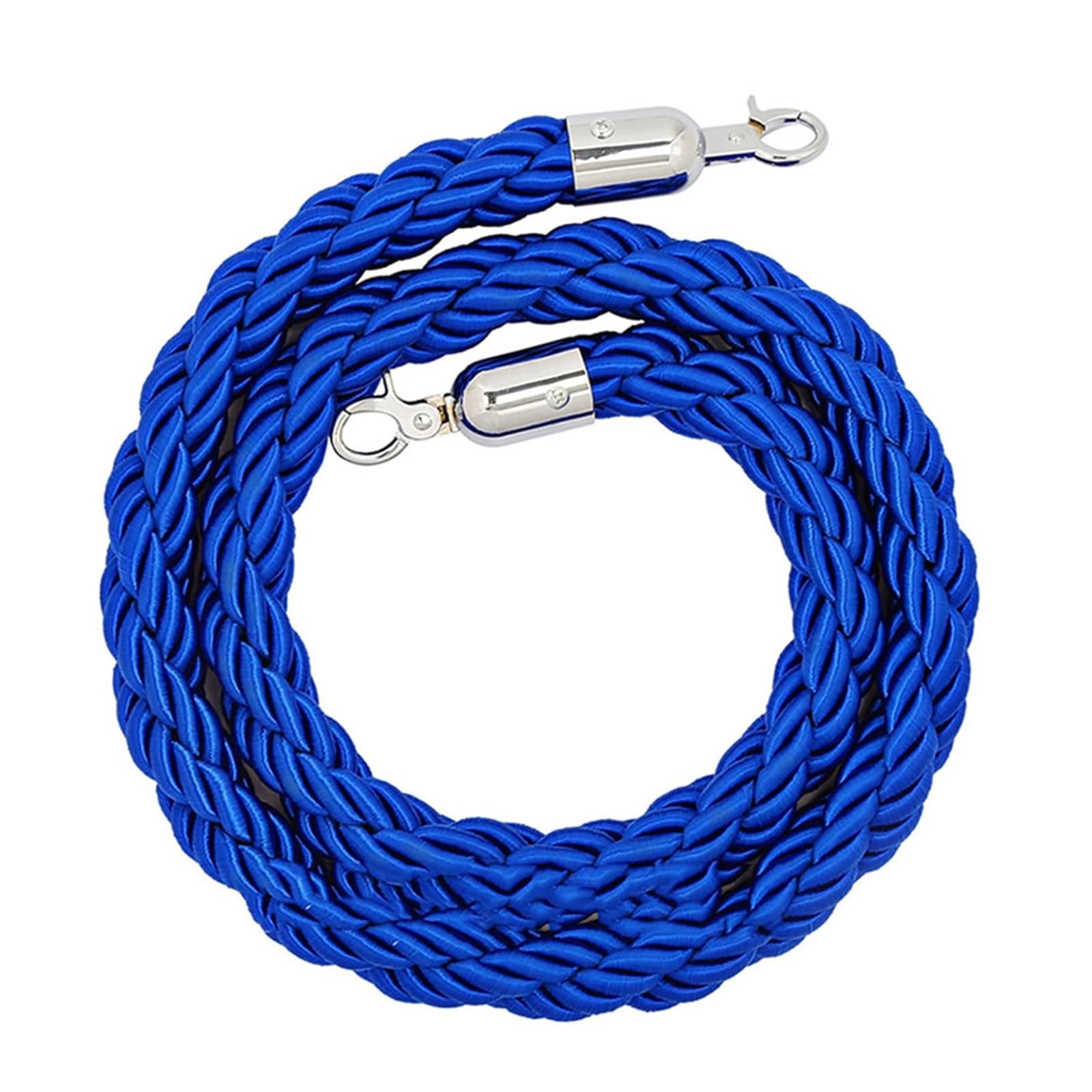 Corde multicolore de contrôle de foule tressée 1,5m avec mousquetons bleu