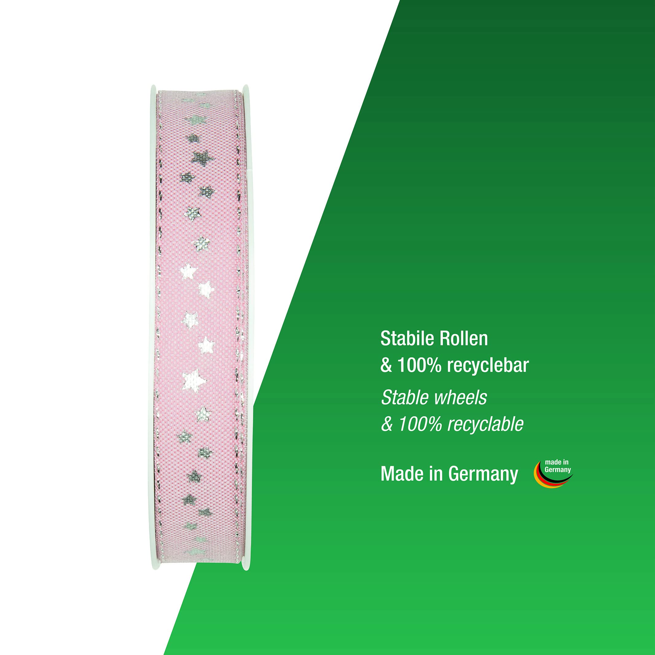 Halbach Seidenbänder Christmas Ribbon 15mm x 18m Christmas Gift Wrapping Ribbon Christmas Gift Wrapping Ribbon with Gold Stars and Lurex Edges - Image 3