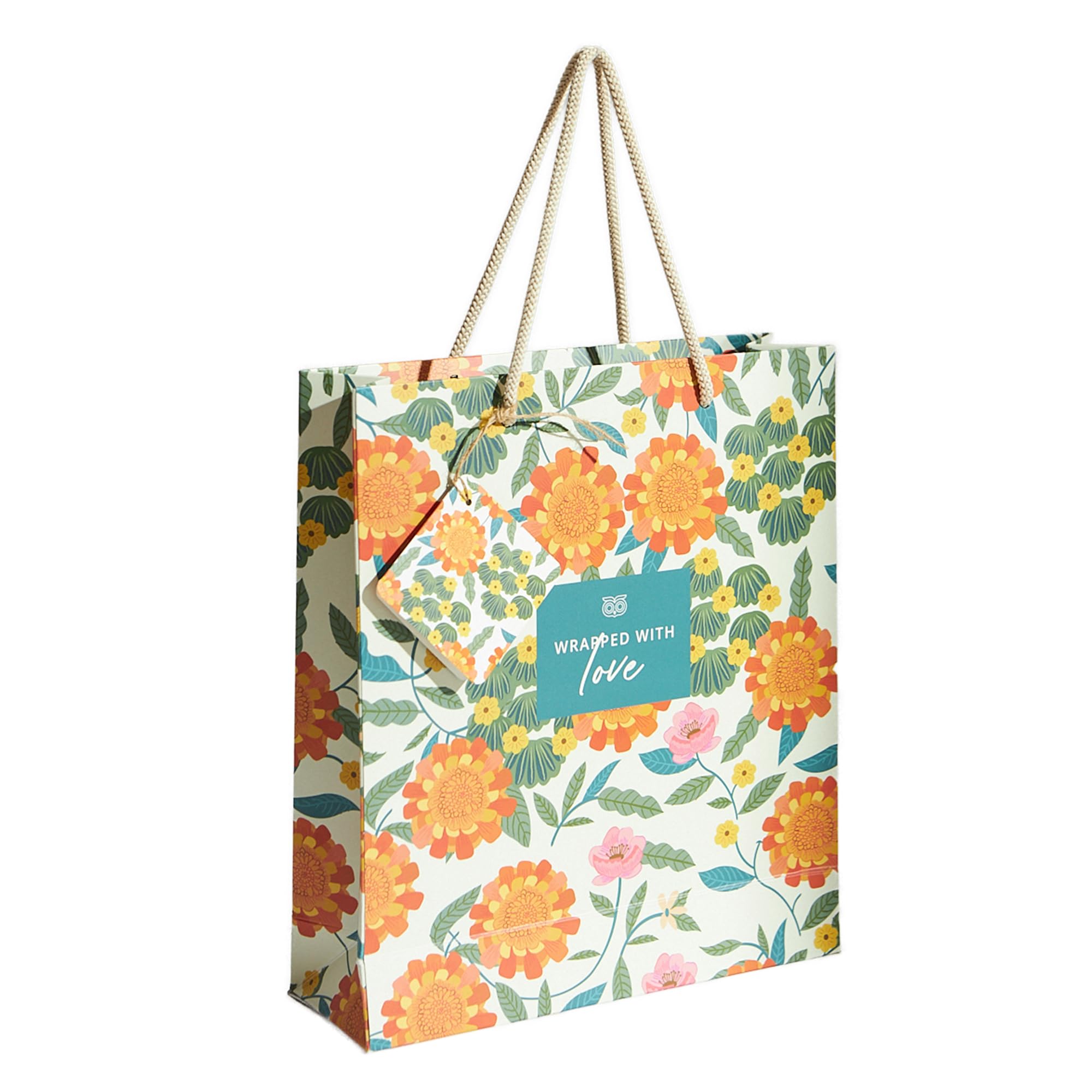Chumbak's Marigold Gift Bag with Tag, White-image-12