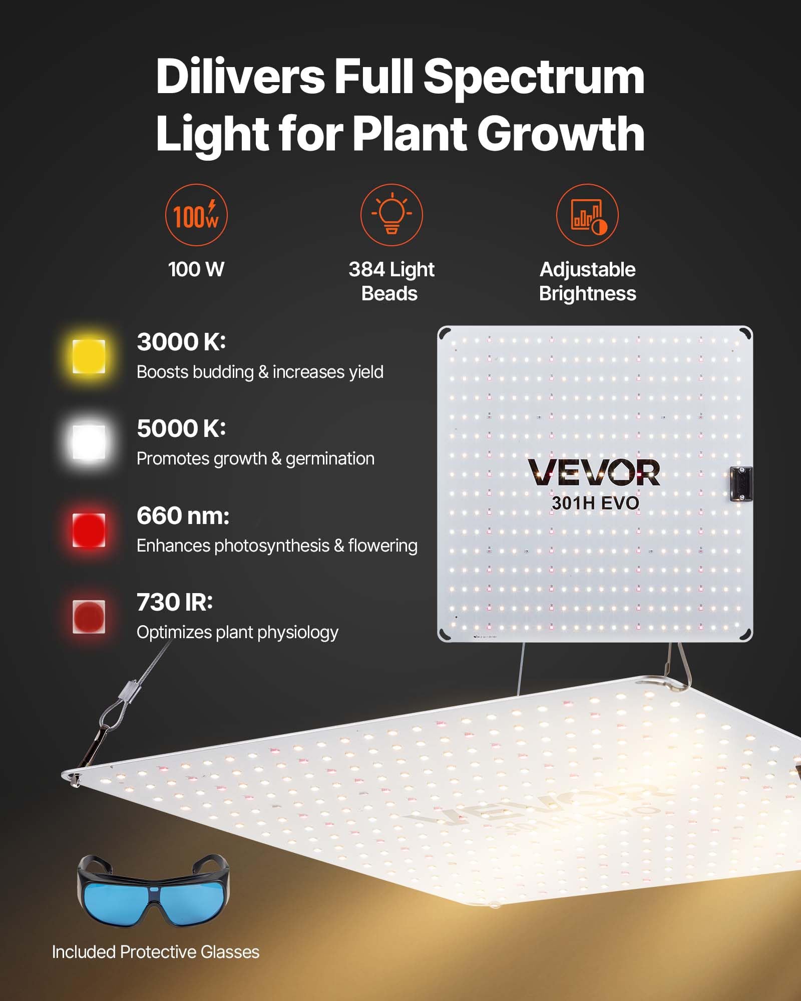 VEVOR Kit Completo per Tenda da Coltivazione da Interno 60x60x180 cm Tenda da Coltivazione con Illuminazione LED a Spettro Completo, Sistema di Ventilazione, Mylar 600D, per Fiori Verdure