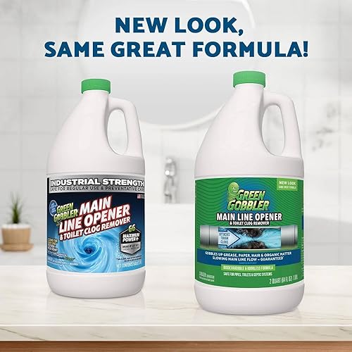 Miniatura 11 de Green Gobbler Removedor de obstrucciones líquido para drenajes de cabello, para inodoros, fregaderos, tinas - Seguro para sépticos, paquete de 2 + 5