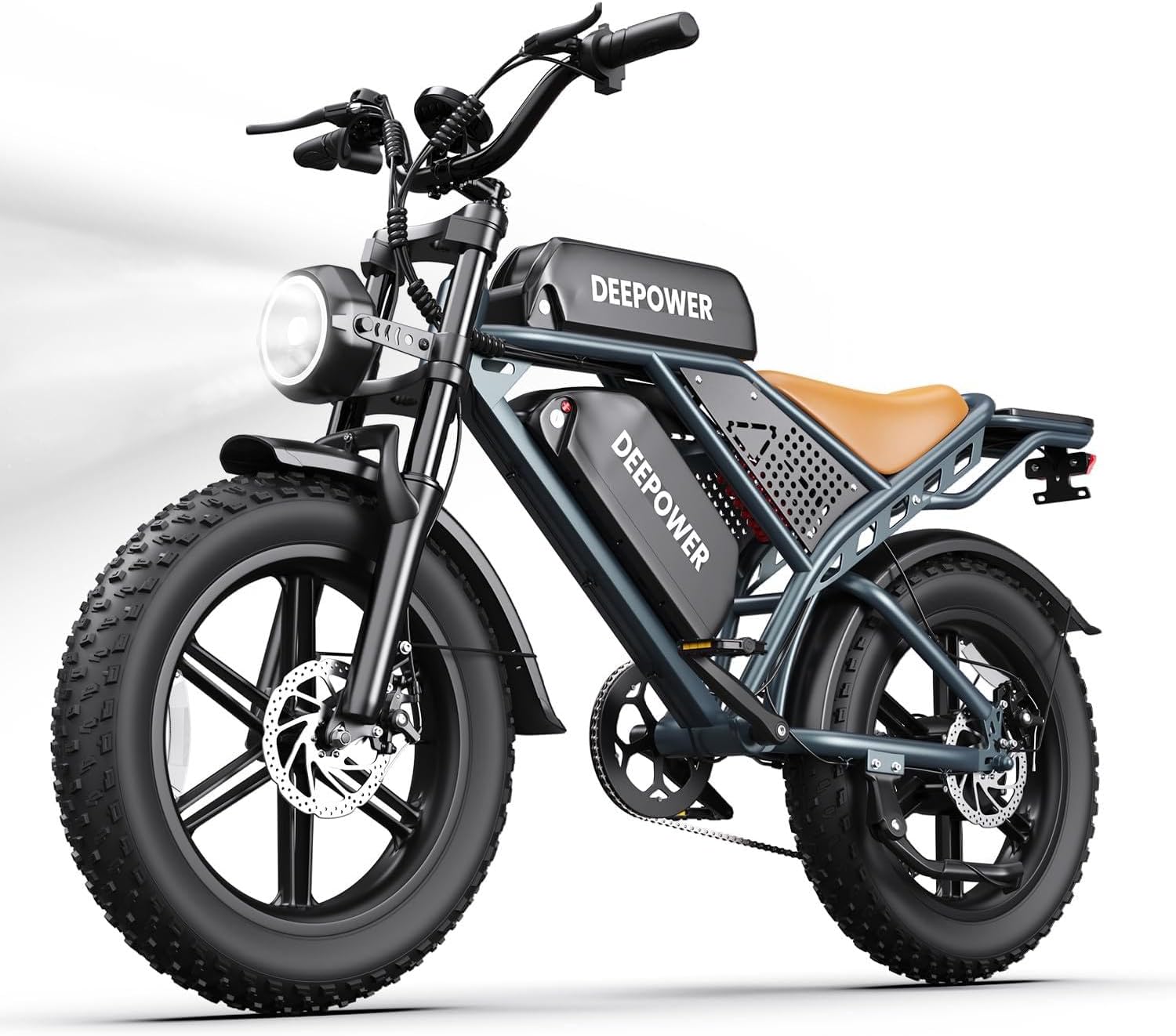 DEEPOWER Electric Bike for Adults,2000W Peak Motor&32MPH Electric Dirt Bike，48V 20AH/35AH/60AH Battery, 70-160 Max Miles,Dual Suspension Ebikes for Adults, 20" Fat Tire E Bike