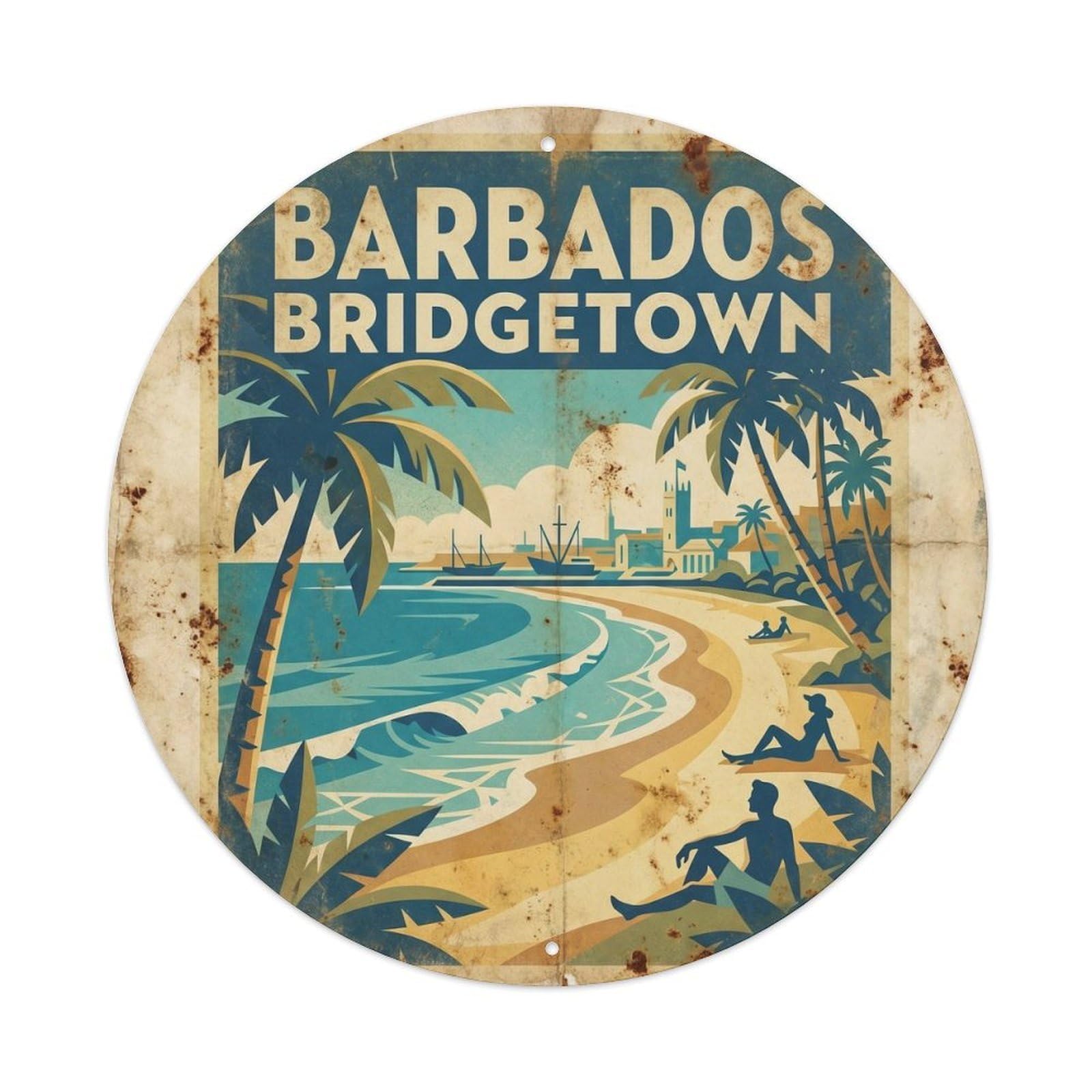 Barbados Bridgetown Seaside Scenery WPA Travel Metal Tin Sign