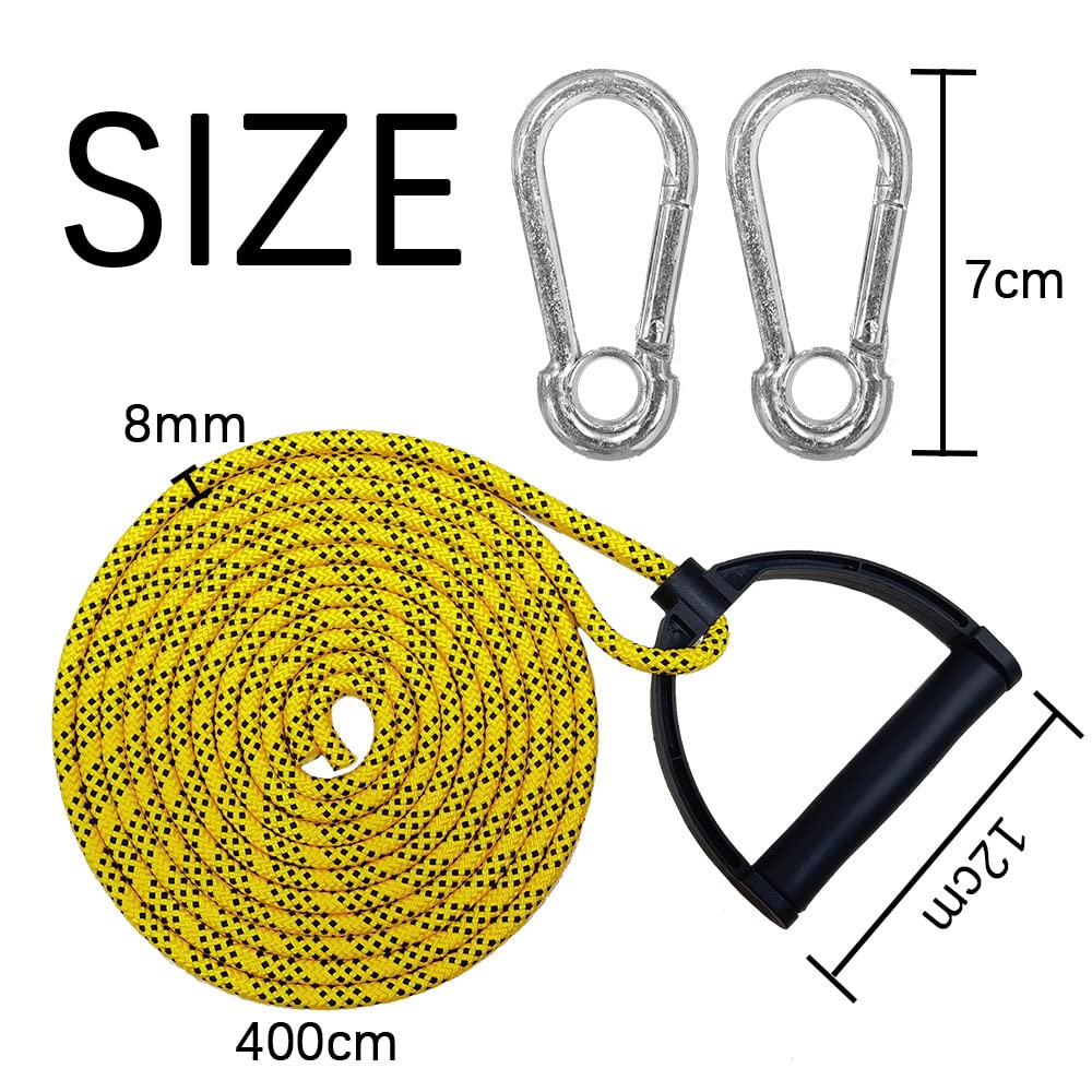 Cuerda de trineo con mosquetón y mango, 4 m, para tirar