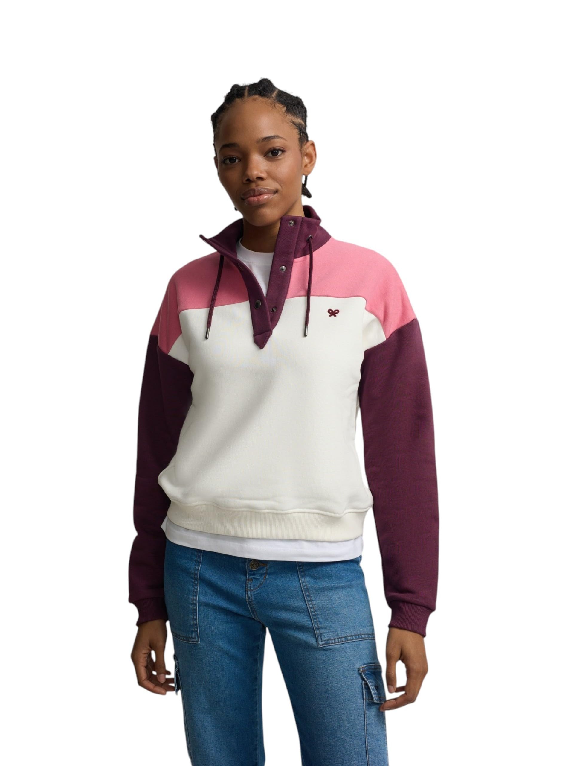 SILBON Sudadera Woman Cuello Botones para Mujer