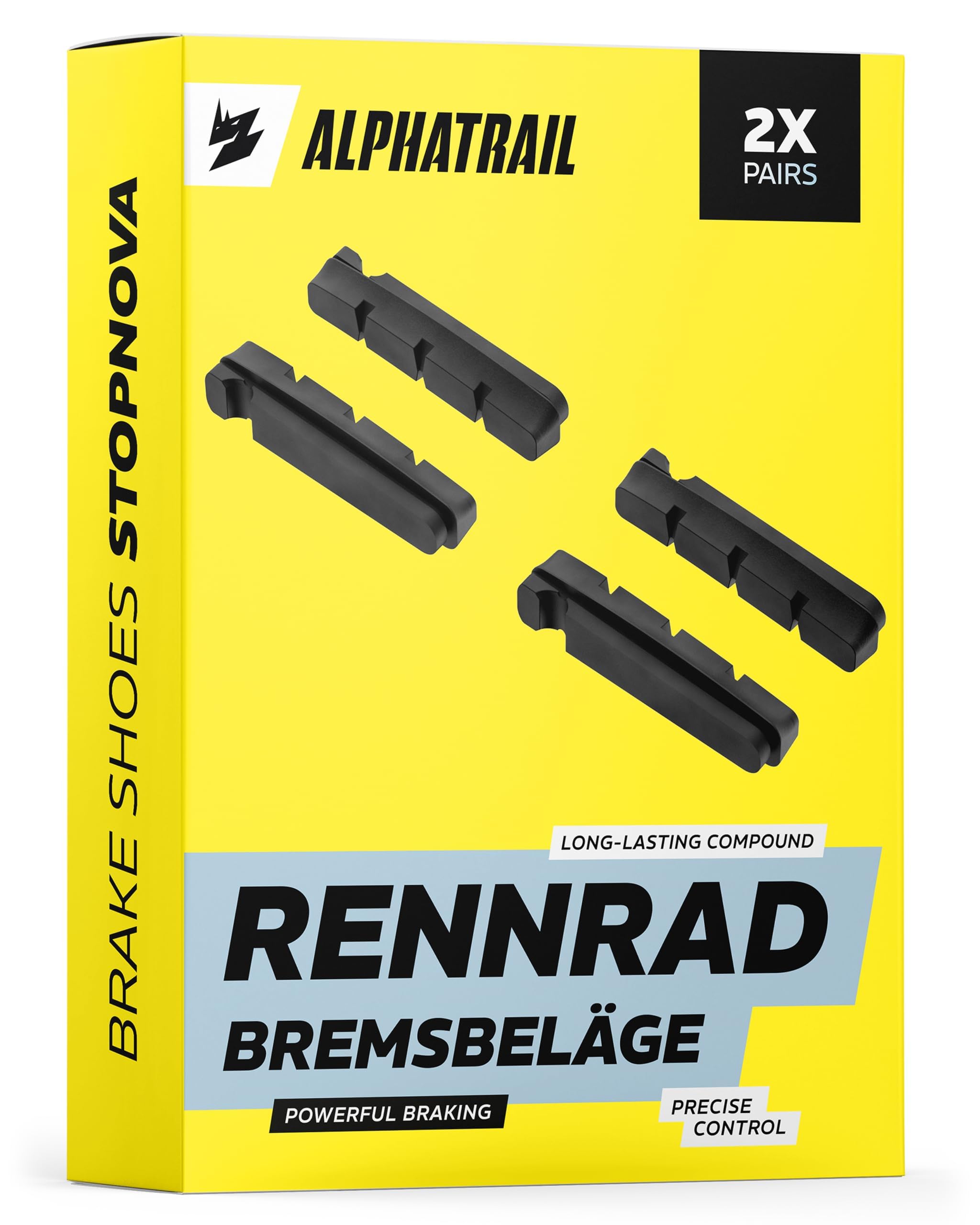 Alphatrail Rennrad Ersatz-Bremsbeläge 53mm für Shimano Dura-Ace Ultegra 105 GRX & SRAM Red Force Rival Cartridge-Halter | einfacher Einschub-Wechsel | Road Bremsgummis