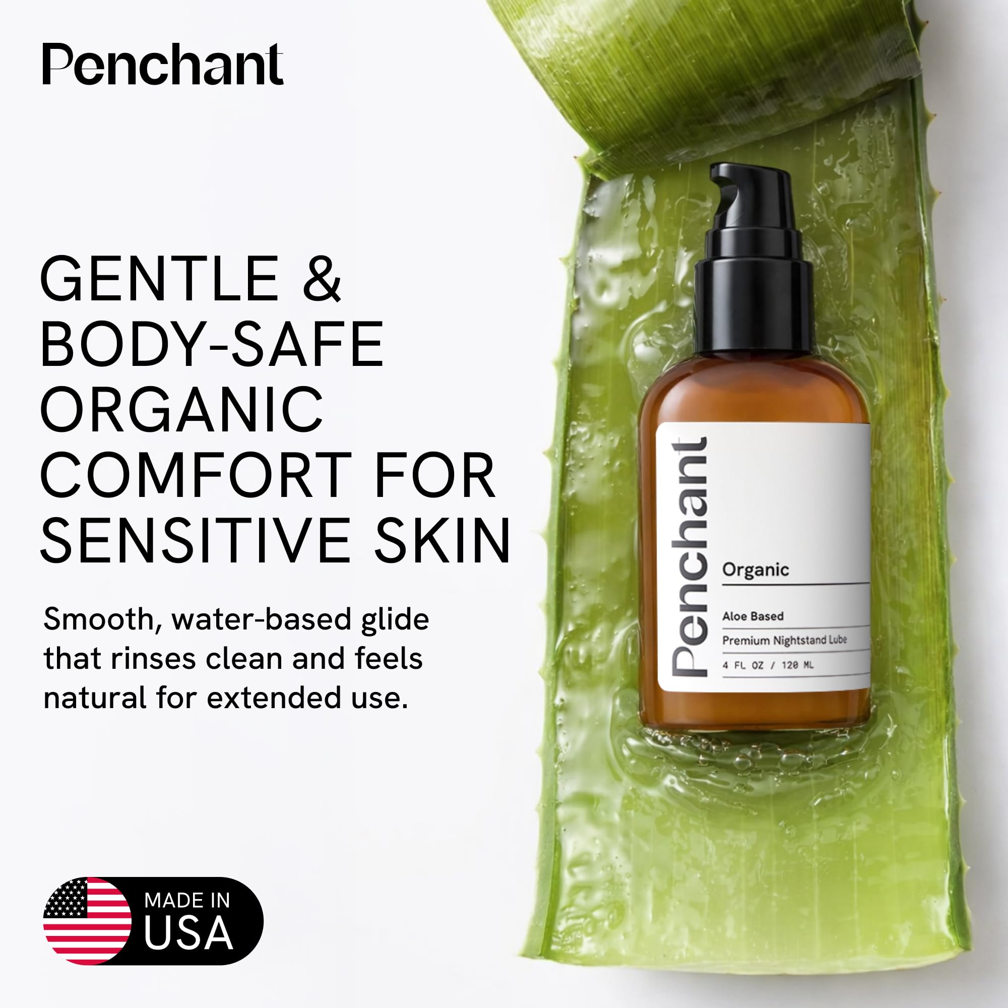 Penchant - Organic Aloe Vera Lube, Natural Moisturizing Lubricant Gel for Men, Women & Couples (3 Pack, 12Fl Oz Total)