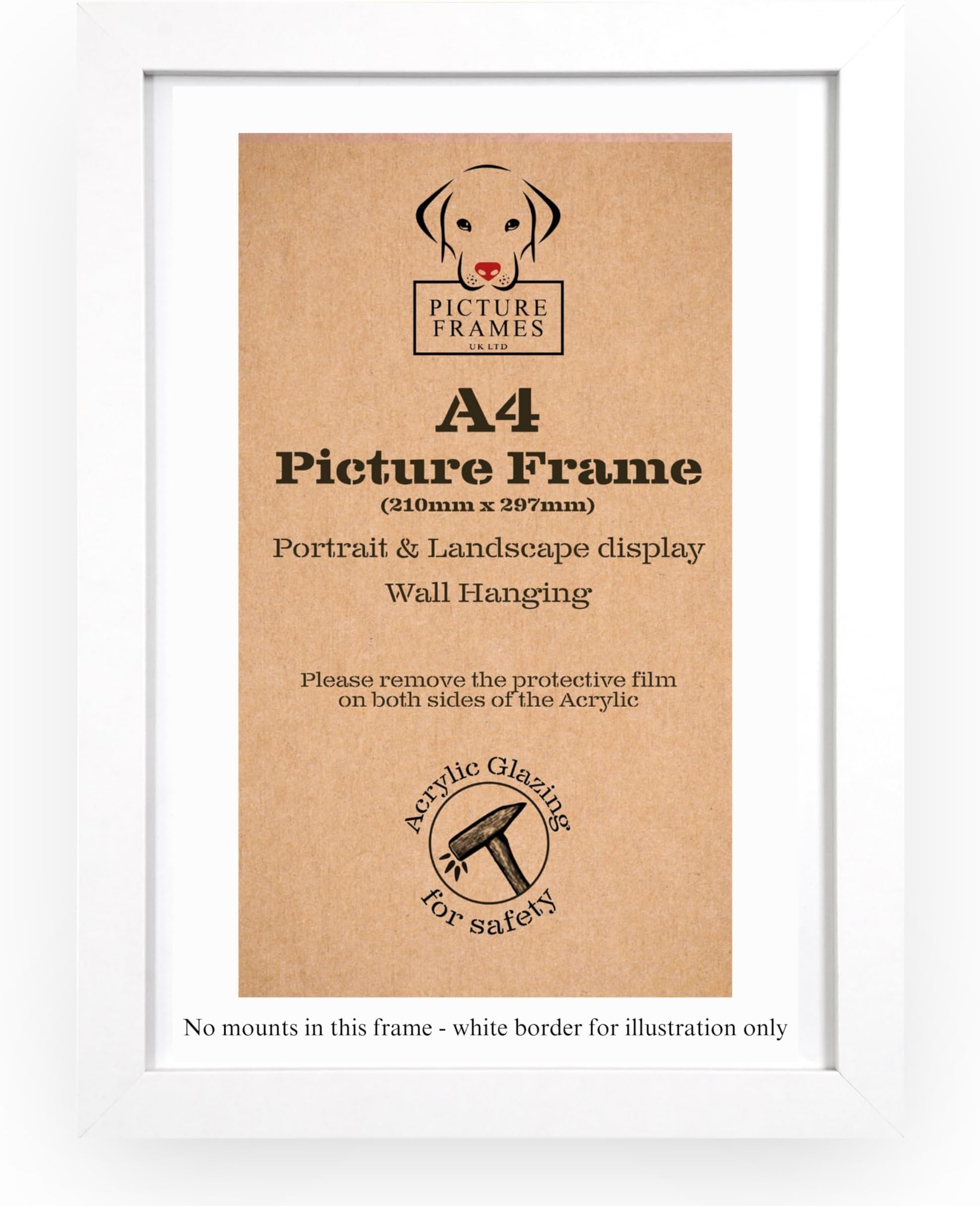 A4 Picture Frame White – Wall Mounted or Freestanding Frame for Photos, Prints & Certificates (21x29.7 cm) Portrait or Landscape Display