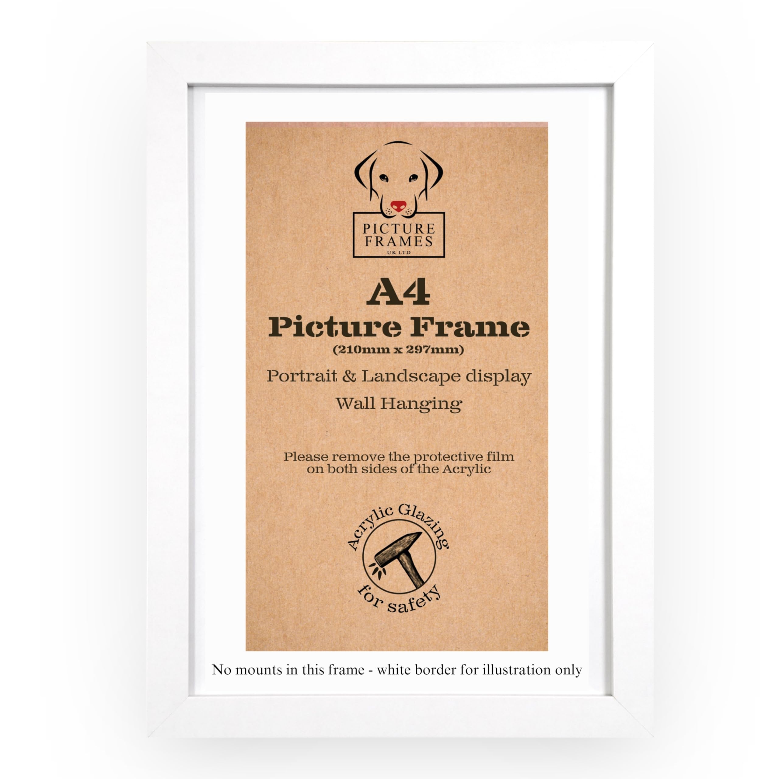 A4 Picture Frame White – Wall Mounted or Freestanding Frame for Photos, Prints & Certificates (21x29.7 cm) Portrait or Landscape Display