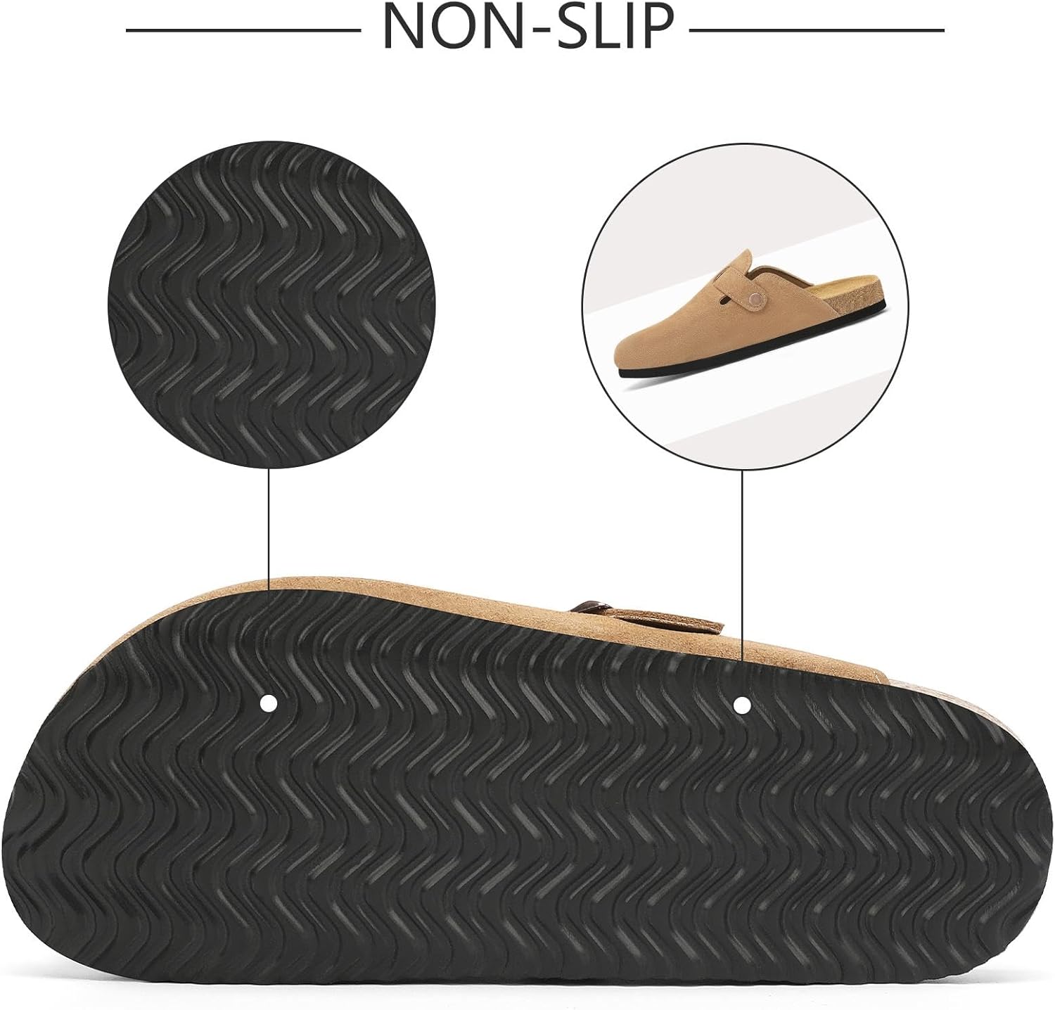 Cork Footbed Suede Clogs for Women - Memory Foam Orthopedic House Shoes with Arch Support Size 6-11 - Image 7