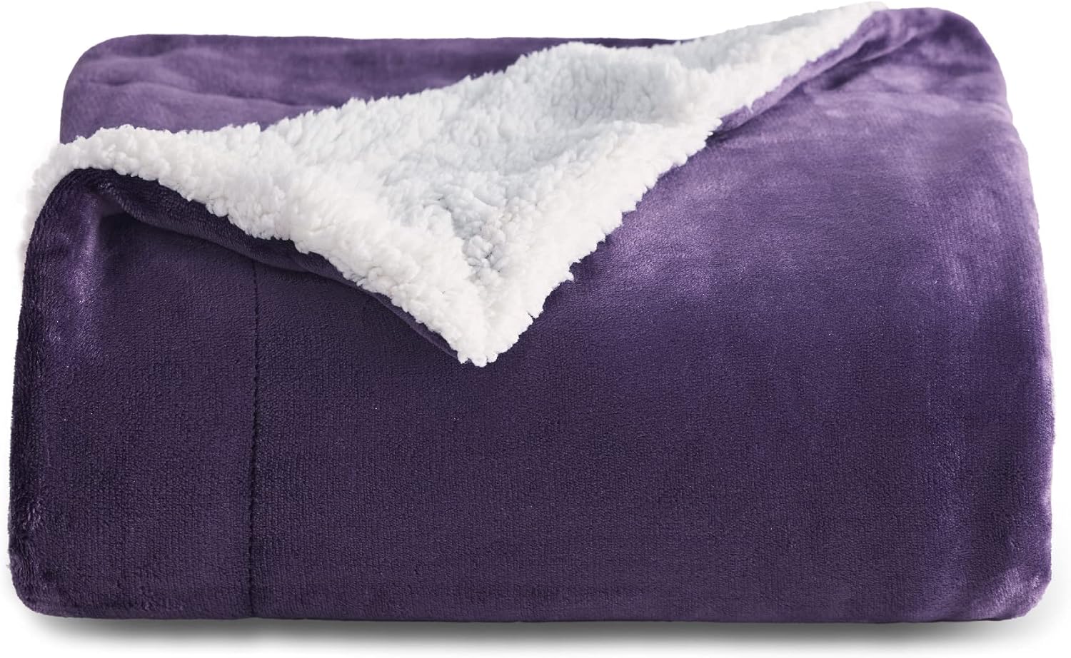 Bedsure Sherpa Fleece Blankets Twin Size Purple Thick