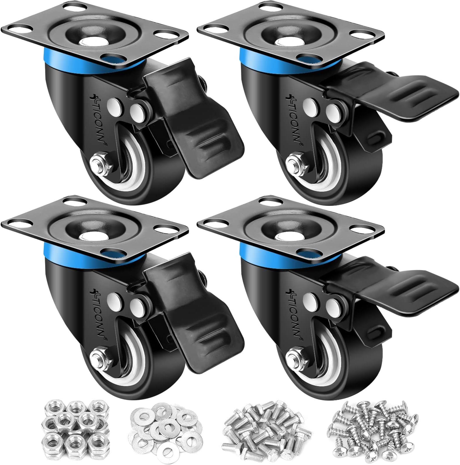 2“ Plate Caster Wheels Set