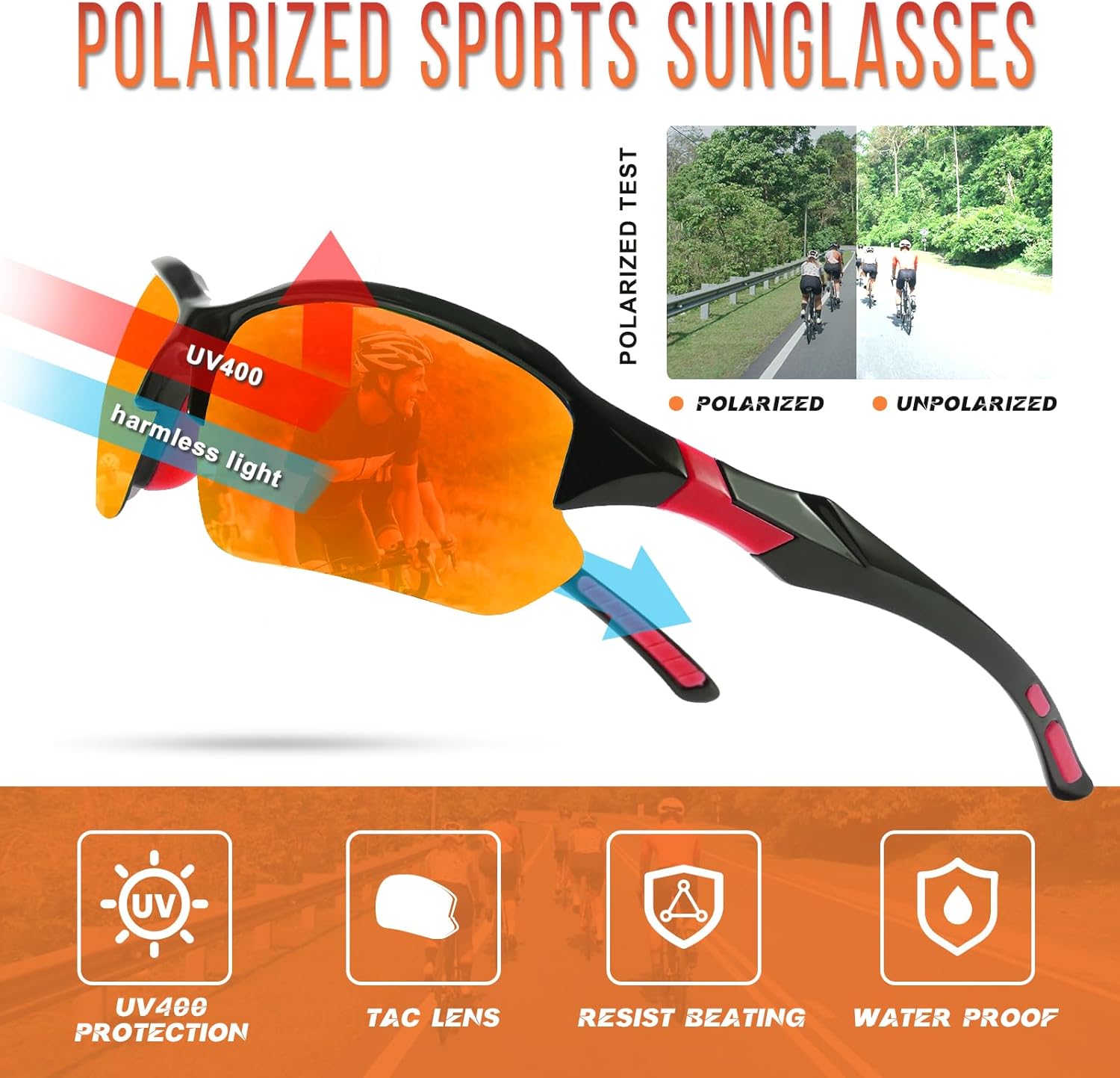 MALIDAK Polarized Sunglasses Men, Cycling Sun Glasses for Men Womens Youth, UV400 Protection Sports Sunglasses for Baseball - Image 5
