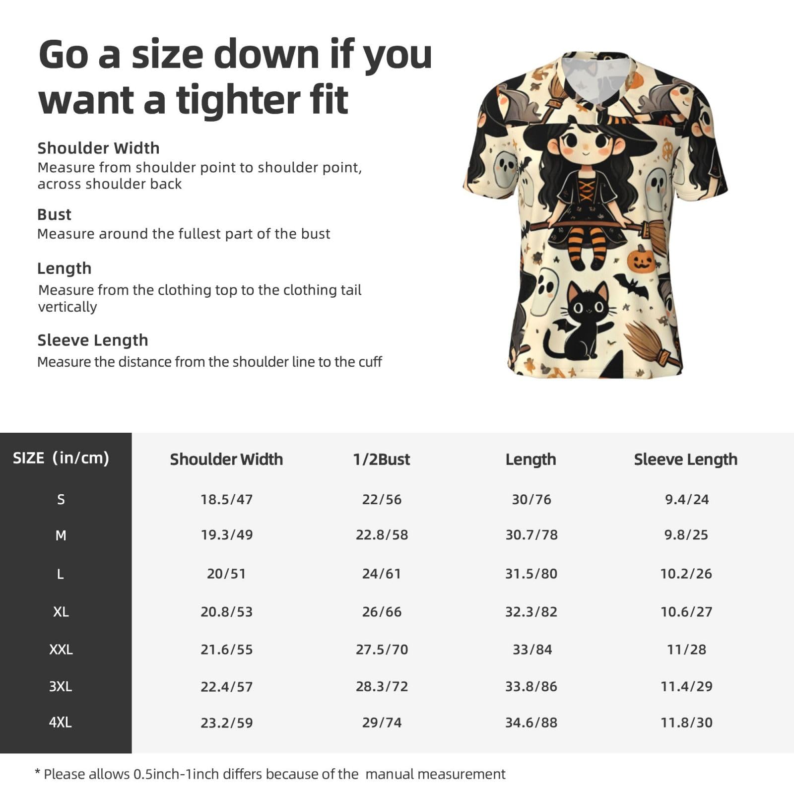 Stylish Athletic Sports Jersey Cute-Halloween-Witches Men's Rugby Jersey Large Black