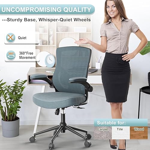 Miniatura 8 de Silla de oficina, silla de escritorio con respaldo alto, altura ajustable y diseño ergonómico, silla de computadora para oficina en casa, soporte