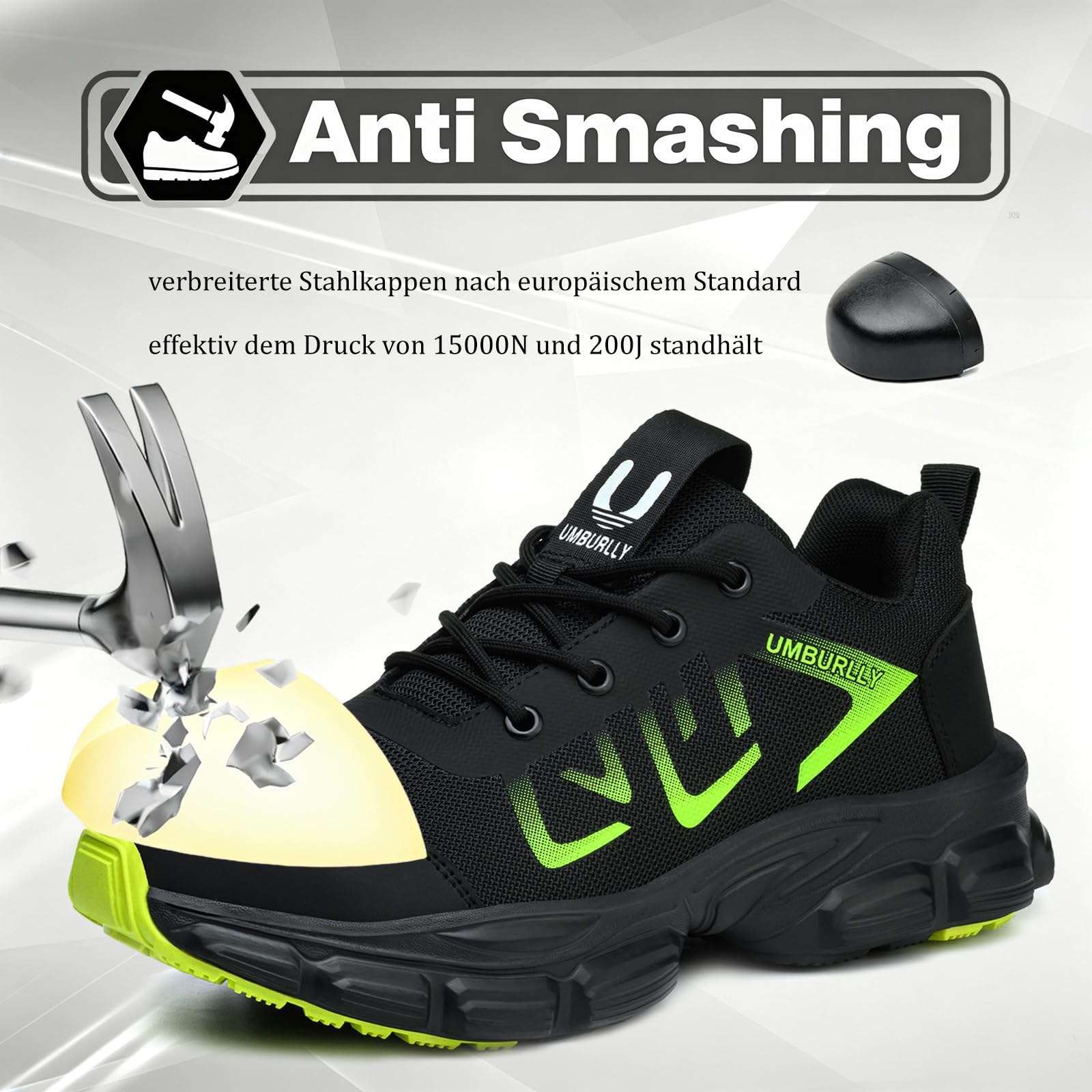Sicherheitsschuhe Herren Damen Arbeitsschuhe Leicht Stahlkappenschuhe Sneaker Atmungsaktiv Schutzschuhe