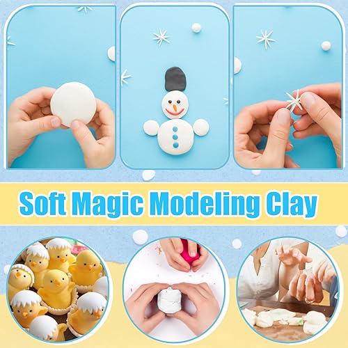 Miniatura 7 de Paquete de 50 arcilla de espuma blanca seca al aire, arcilla mágica suave para modelar, arcilla seca al aire súper ligera para niños, manualidades