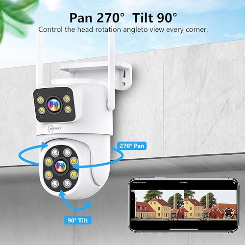 Miniatura 2 de MOVOLS - Sistema de cámara de seguridad inalámbrica 5G2.4G WiFi 4 piezas 4MP+4MP sistema de cámara de doble lente, sistema de cámaras domo PTZ HD 2K
