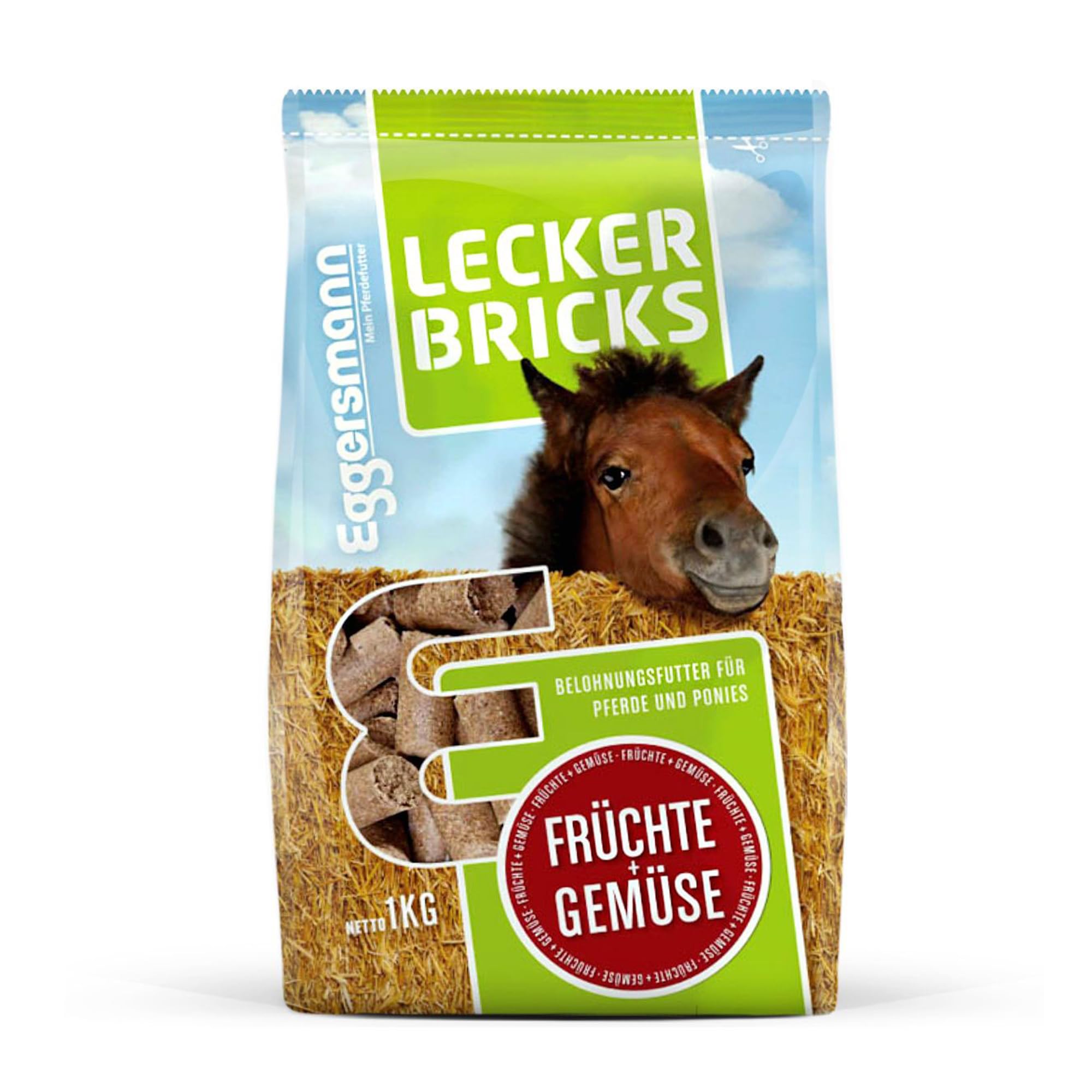 Eggersmann Mein Pferdefutter 1kg Pferde-Leckerlis | Lecker Bricks für Pferde & Ponys | Natürlicher Früchte-Gemüse-Geschmack | Perfekt als Belohnung & für zwischendurch | Pferde-Zubehör