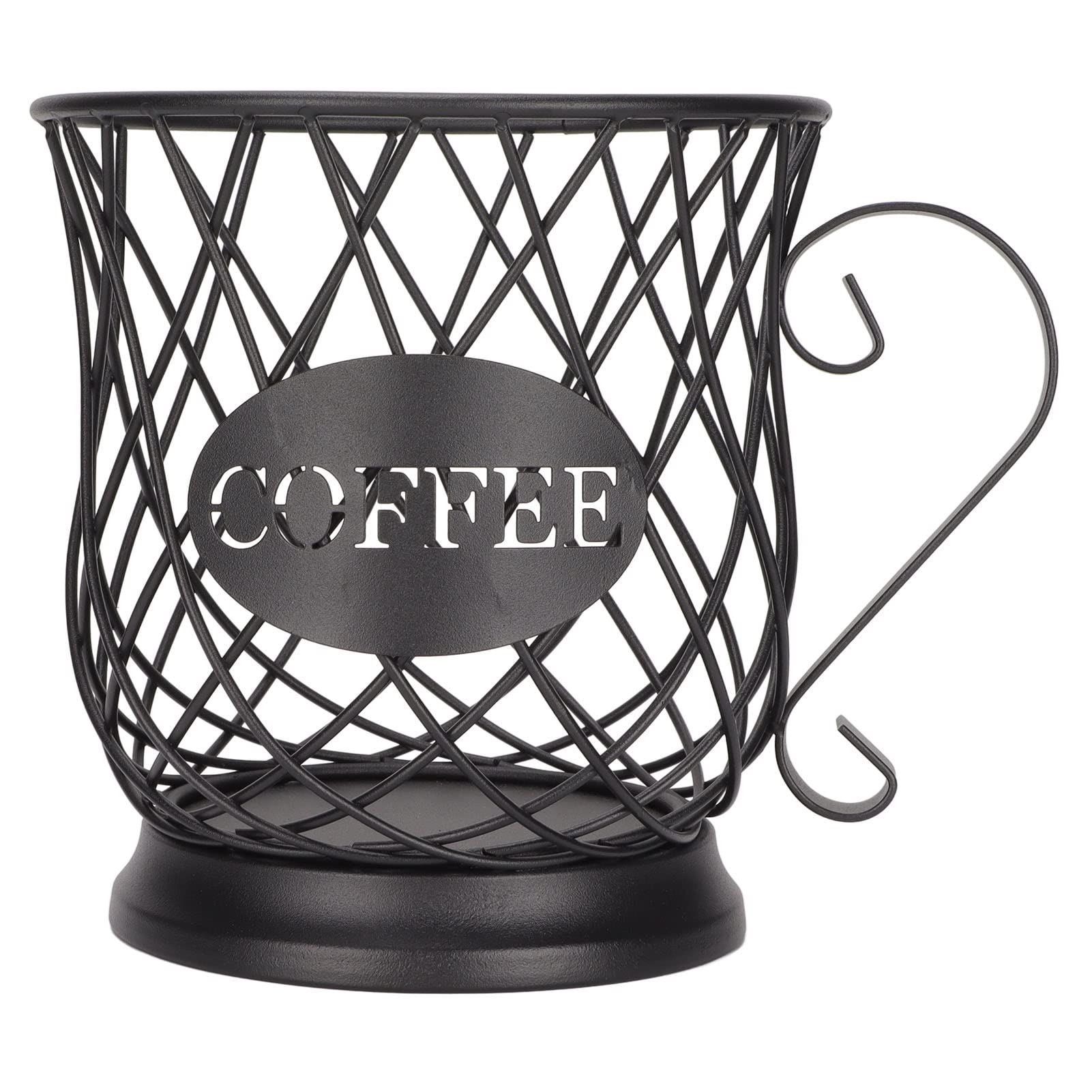 RXMORI Coffee Cup Holder, Iron Art Coffee Pod Organizer, Large Capacity Coffee Capsule Storage Basket for Home Office Cafes(Black)
