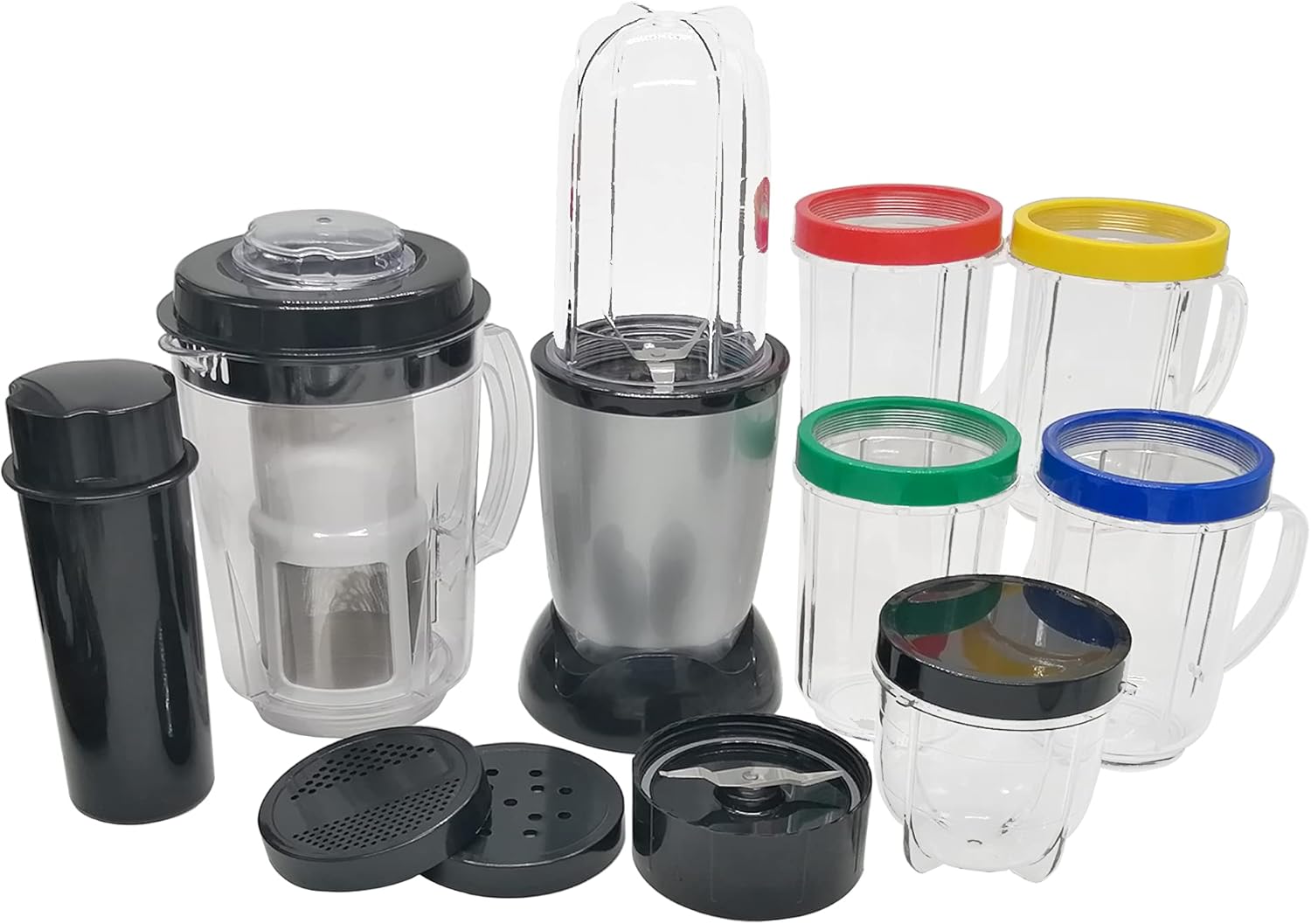 Personal Size Blender 250 Watts Power Electirc Juicer Food Processor for Shakes Smoothies Seasonings Sauces with 3 Pieces Mug (12oz/16oz/22oz)-Silver (21)