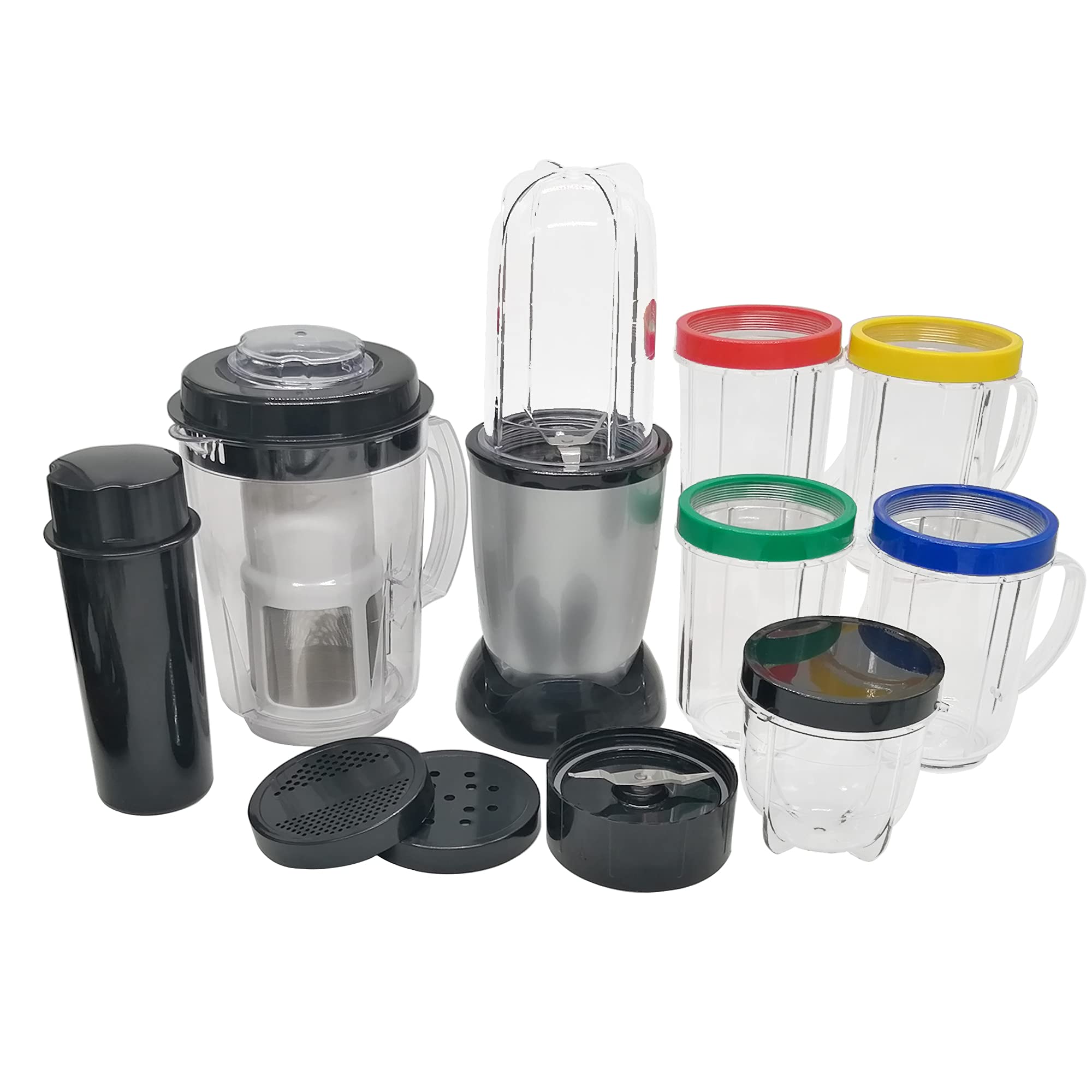 Personal Size Blender 250 Watts Power Electirc Juicer Food Processor for Shakes Smoothies Seasonings Sauces with 3 Pieces Mug (12oz/16oz/22oz)-Silver (21)