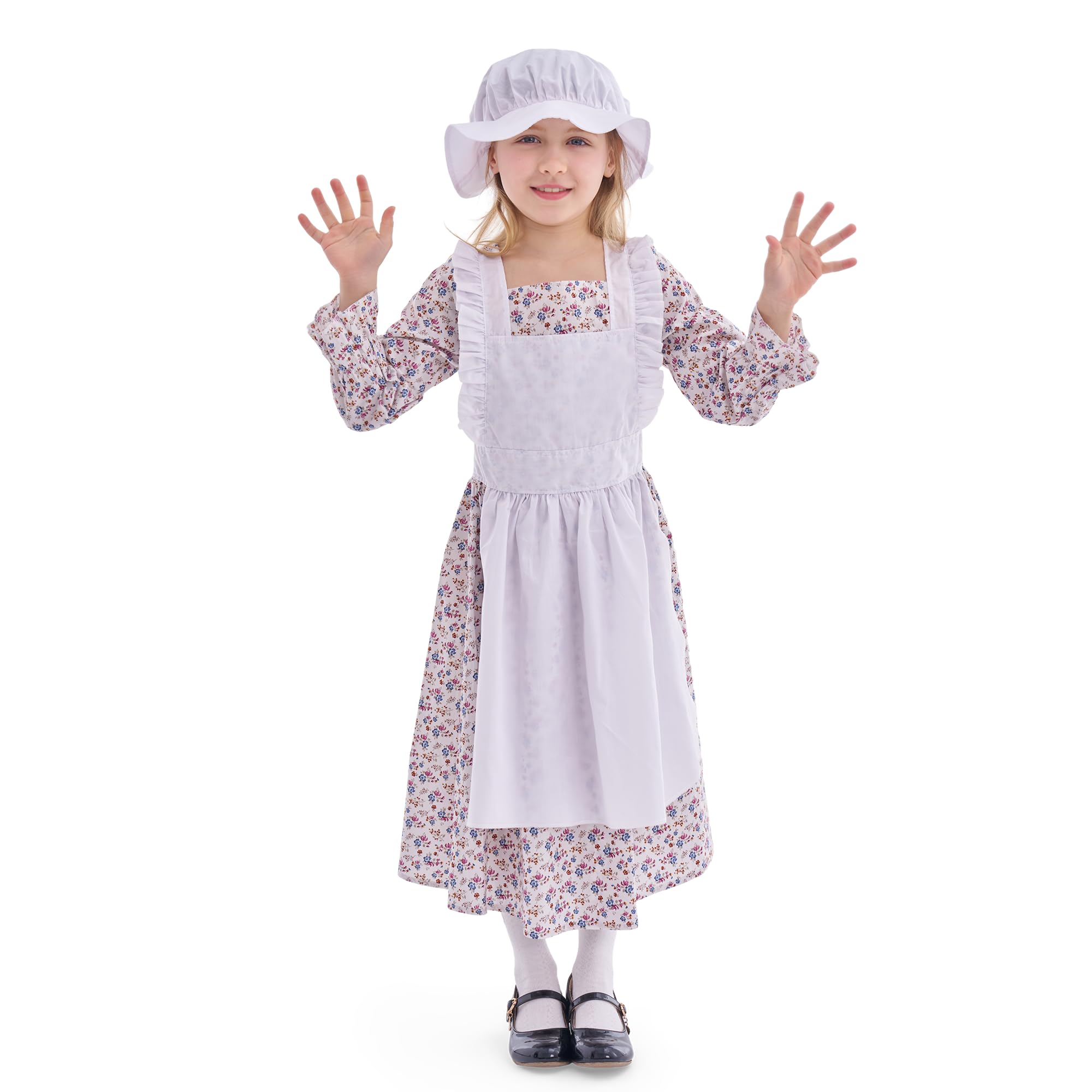 Sincere Party Girl's Victorian Costume Cotton Dress with Socks World Book Day Week Girl's Fancy Dress Floral M6-8