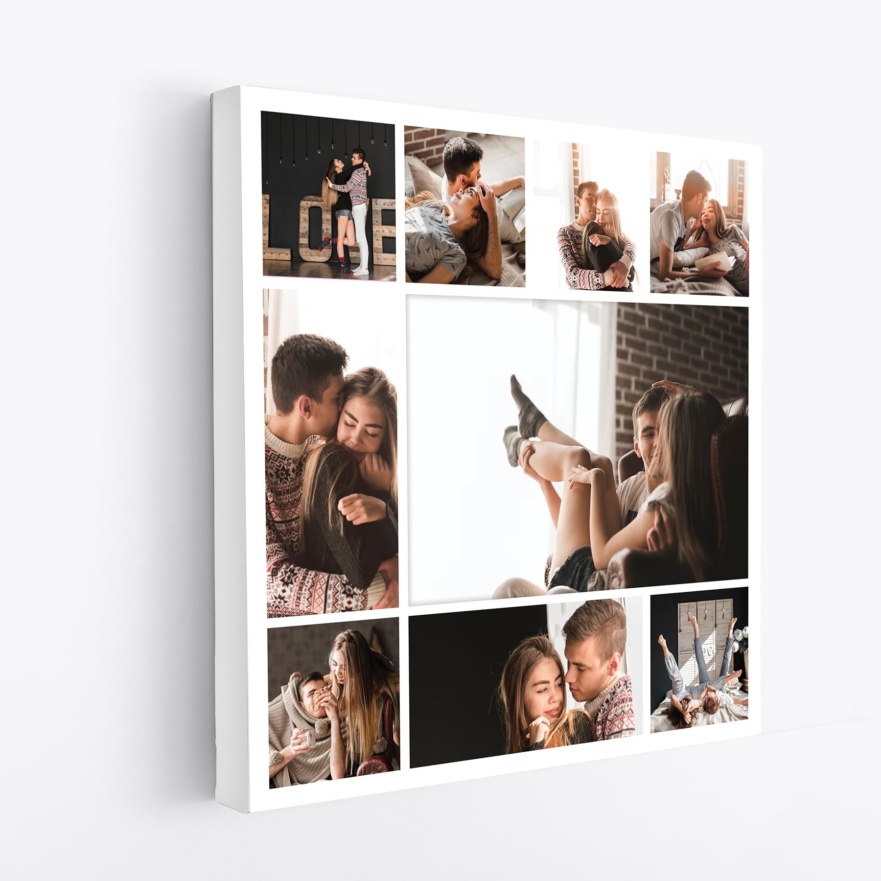 MAX SOLUTIONS Customised Collage Canvas Wall Art Home Decor Personalised Gifts Multi Photo Custom Print Family Portrait Anniversary Keepsake (10''x10'', Design 9) โ image 1