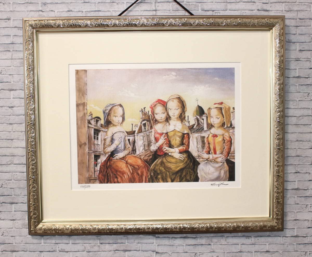 藤田嗣治 エスタンプリトグラフ「少女」 250部限定 藤田嗣治 エスタンプリトグラフ「筆を持つ少女」 250部限定 藤田嗣治